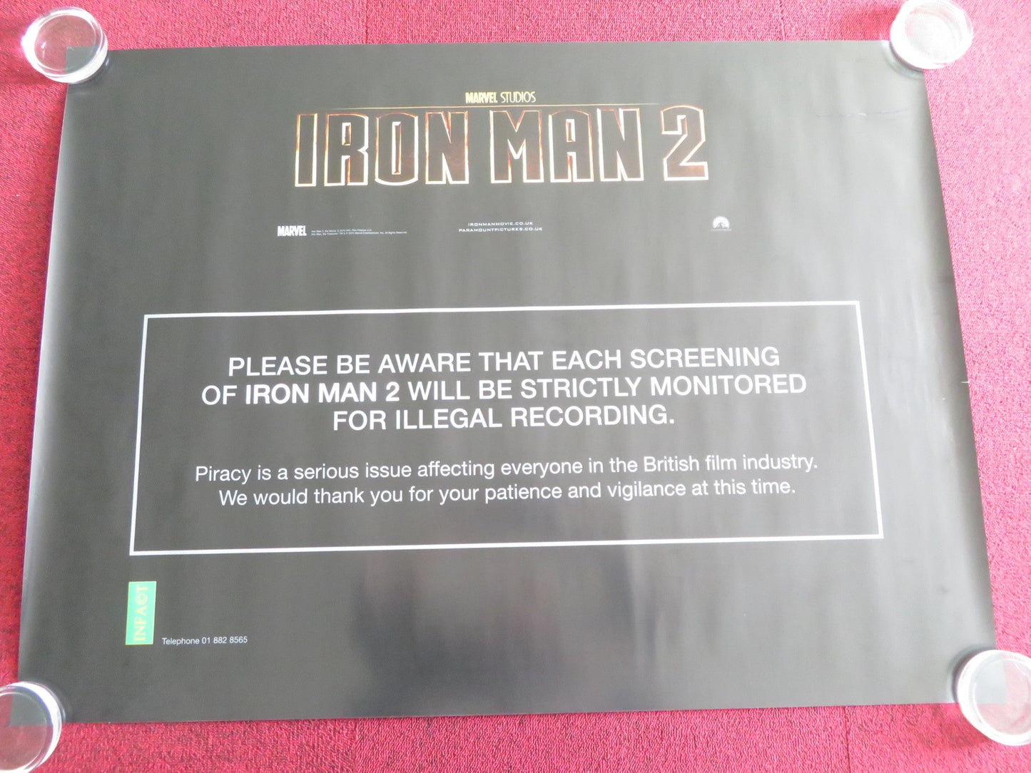 IRON MAN 2 - B UK QUAD ROLLED POSTER ROBERT DOWNEY JR. GWYNETH PALTROW 2010 Rendezvous Cinema Movie posters