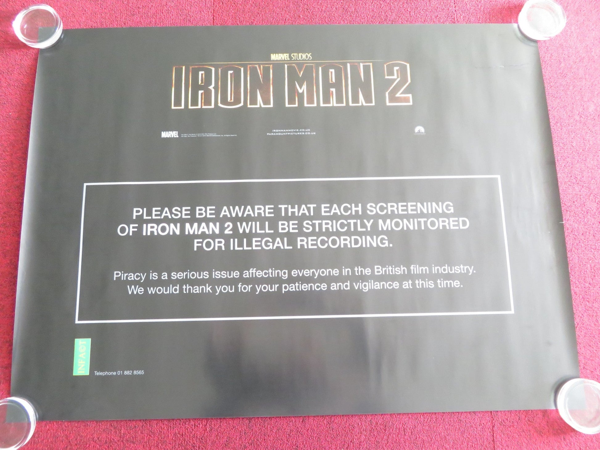 IRON MAN 2 - B UK QUAD ROLLED POSTER ROBERT DOWNEY JR. GWYNETH PALTROW 2010 Rendezvous Cinema Movie posters