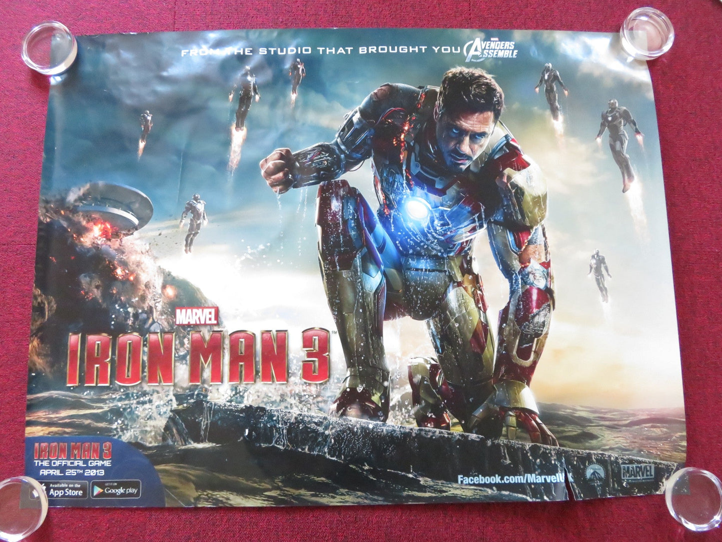 IRON MAN 3 UK QUAD ROLLED POSTER ROBERT DOWNEY JR. GWYNETH PALTROW 2013 Rendezvous Cinema Movie posters