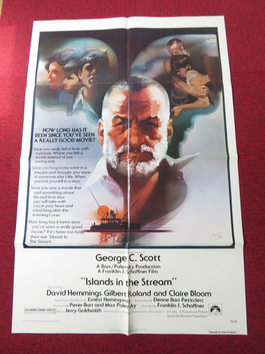 ISLANDS IN THE STREAM FOLDED US ONE SHEET POSTER GEORGE C. SCOTT HEMMINGS 1977 Rendezvous Cinema Movie posters