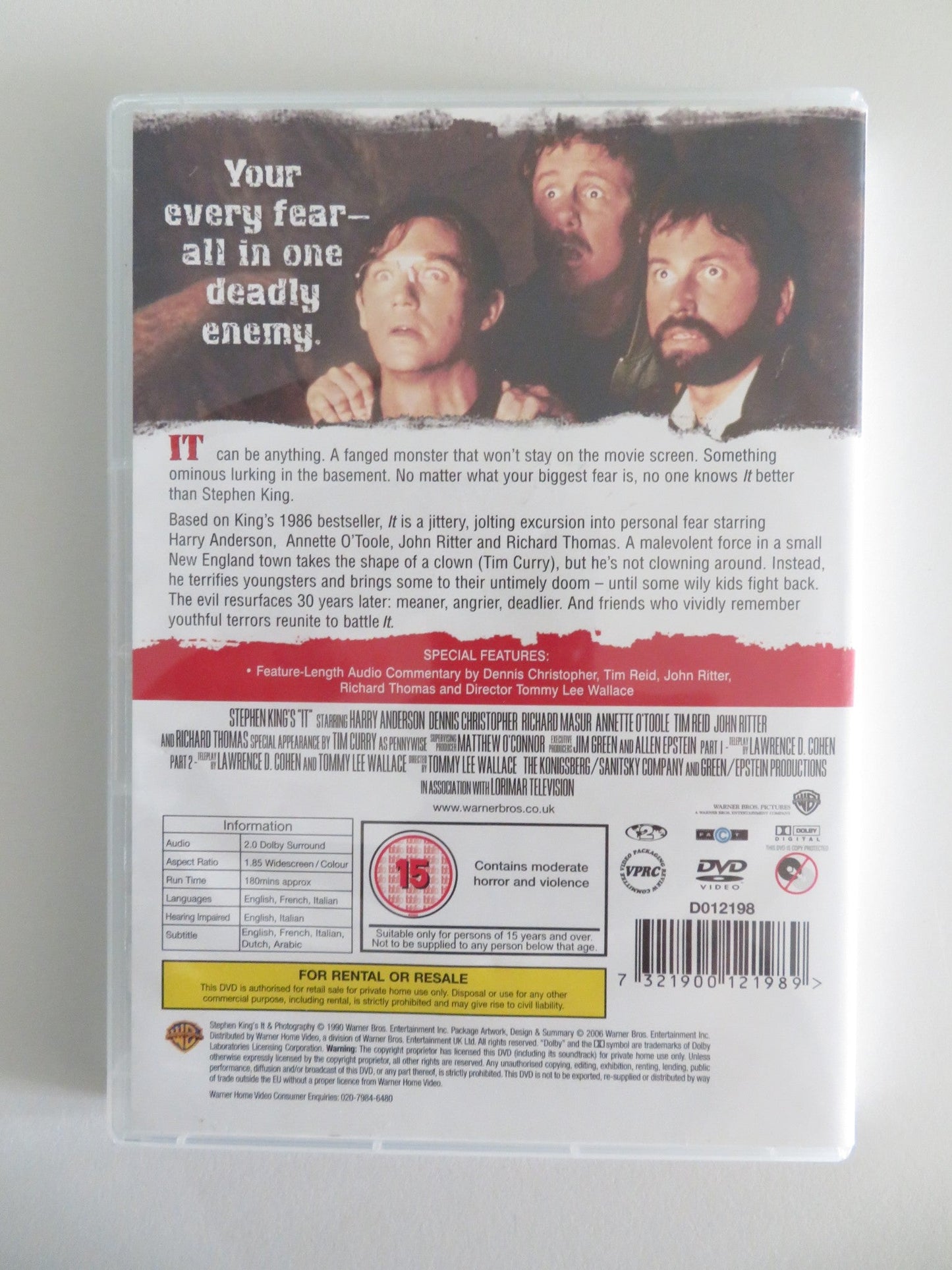 IT (DVD) TIM CURRY JOHN RITTER SETH GREEN 1990 REGION 2 Movie posters