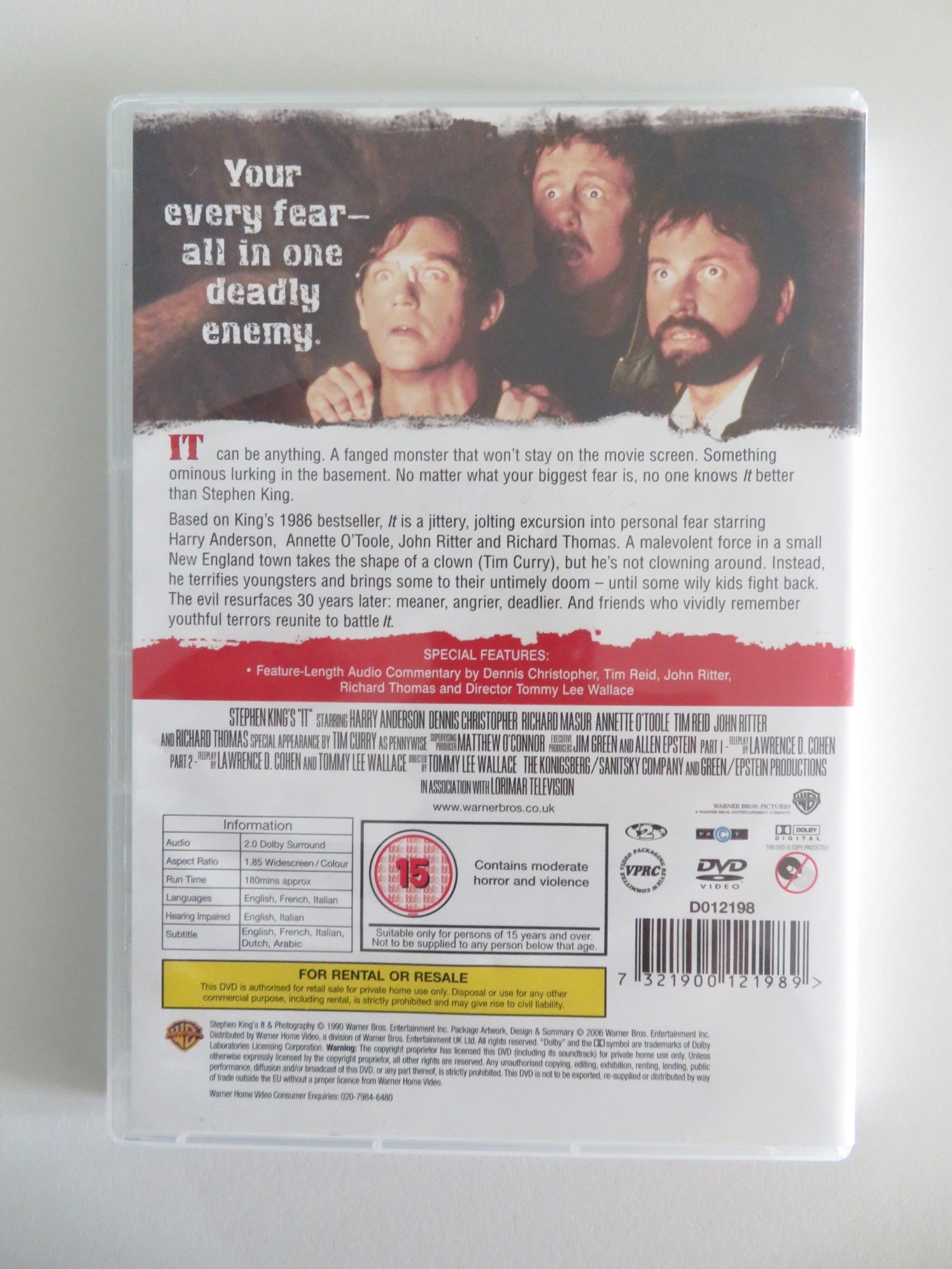 IT (DVD) TIM CURRY JOHN RITTER SETH GREEN 1990 REGION 2 Movie posters