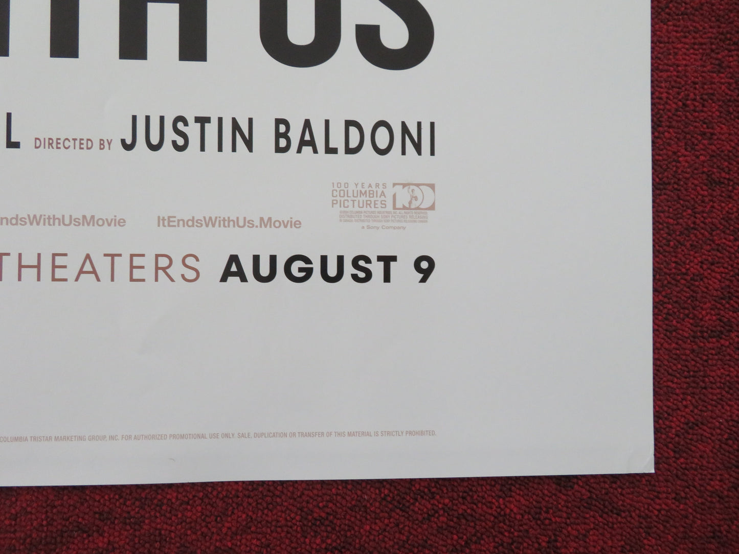 It Ends with Us US One Sheet Rolled Poster Blake Lively Justin Baldoni 2024 Movie posters