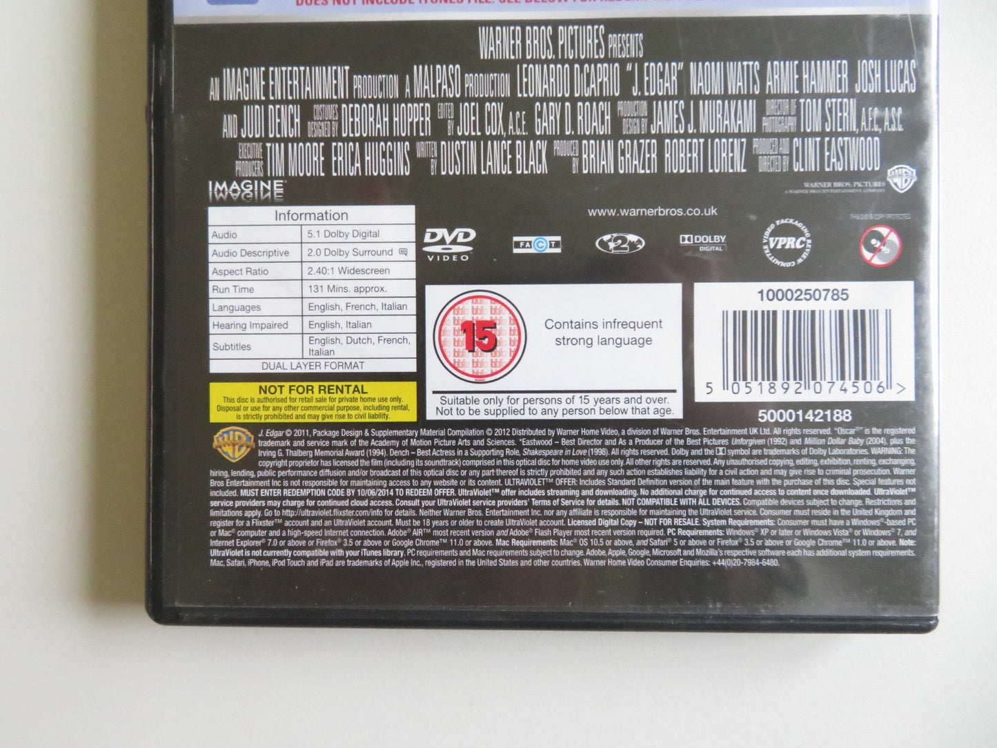 J. EDGAR (DVD) LEONARDO DICAPRIO NAOMI WATTS 2011 REGION 2 Movie posters