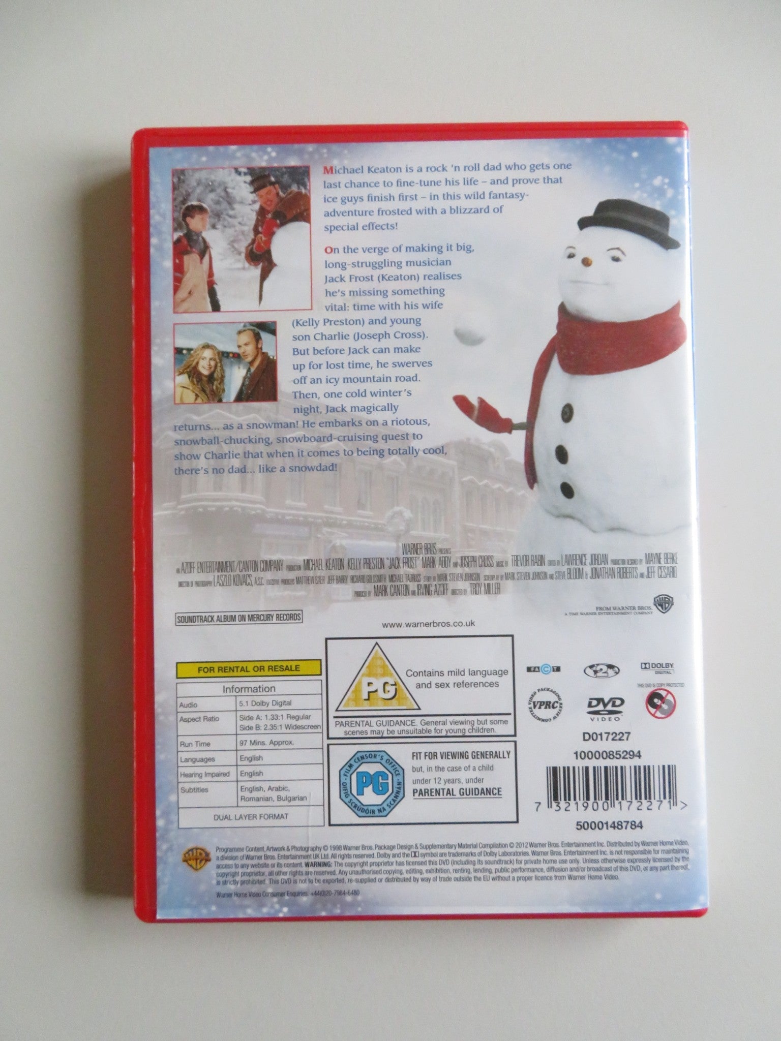 JACK FROST - B (DVD) MICHAEL KEATON KELLY PRESTON 1998 REGION 2 Movie posters