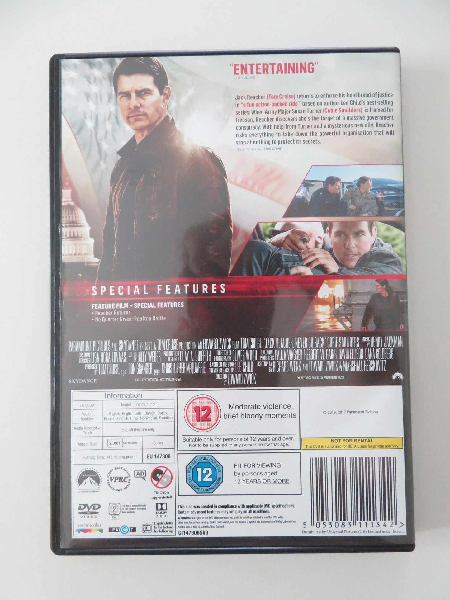 Jack Reacher: Never Go Back (DVD) Tom Cruise Cobie Smulders 2016 Region 2 Movie posters
