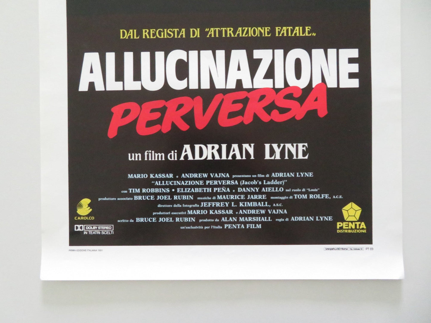 JACOB'S LADDER ITALIAN LOCANDINA POSTER TIM ROBBINS ELIZABETH PENA 1990 Movie posters