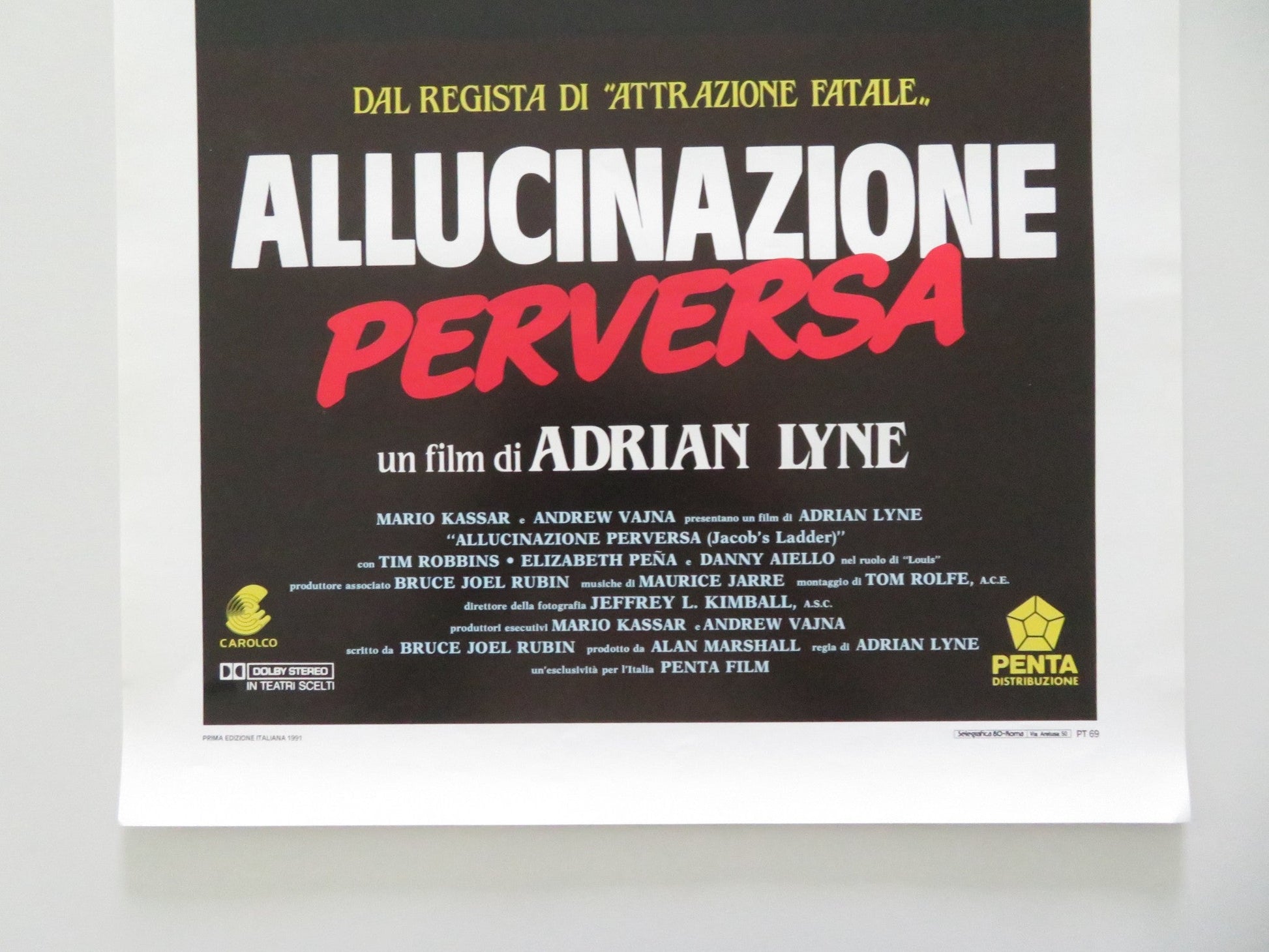 JACOB'S LADDER ITALIAN LOCANDINA POSTER TIM ROBBINS ELIZABETH PENA 1990 Movie posters