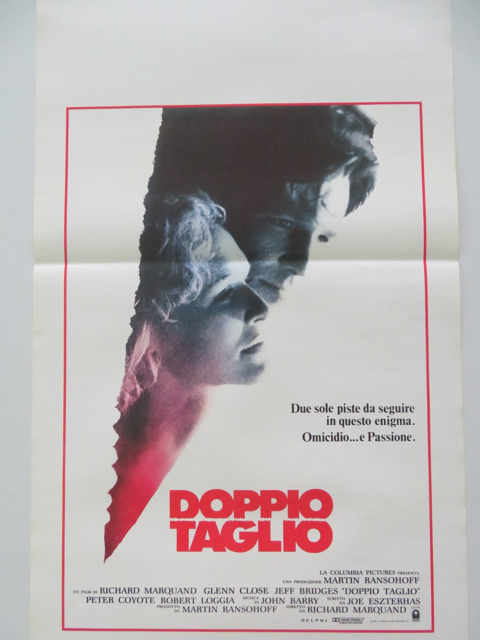 JAGGED EDGE ITALIAN LOCANDINA POSTER GLENN CLOSE JEFF BRIDGES 1985 Movie posters