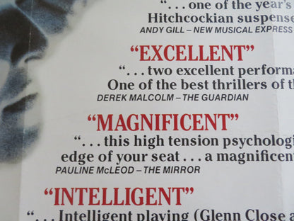 JAGGED EDGE UK QUAD ROLLED POSTER JEFF BRIDGES GLENN CLOSE 1985 Rendezvous Cinema Movie posters