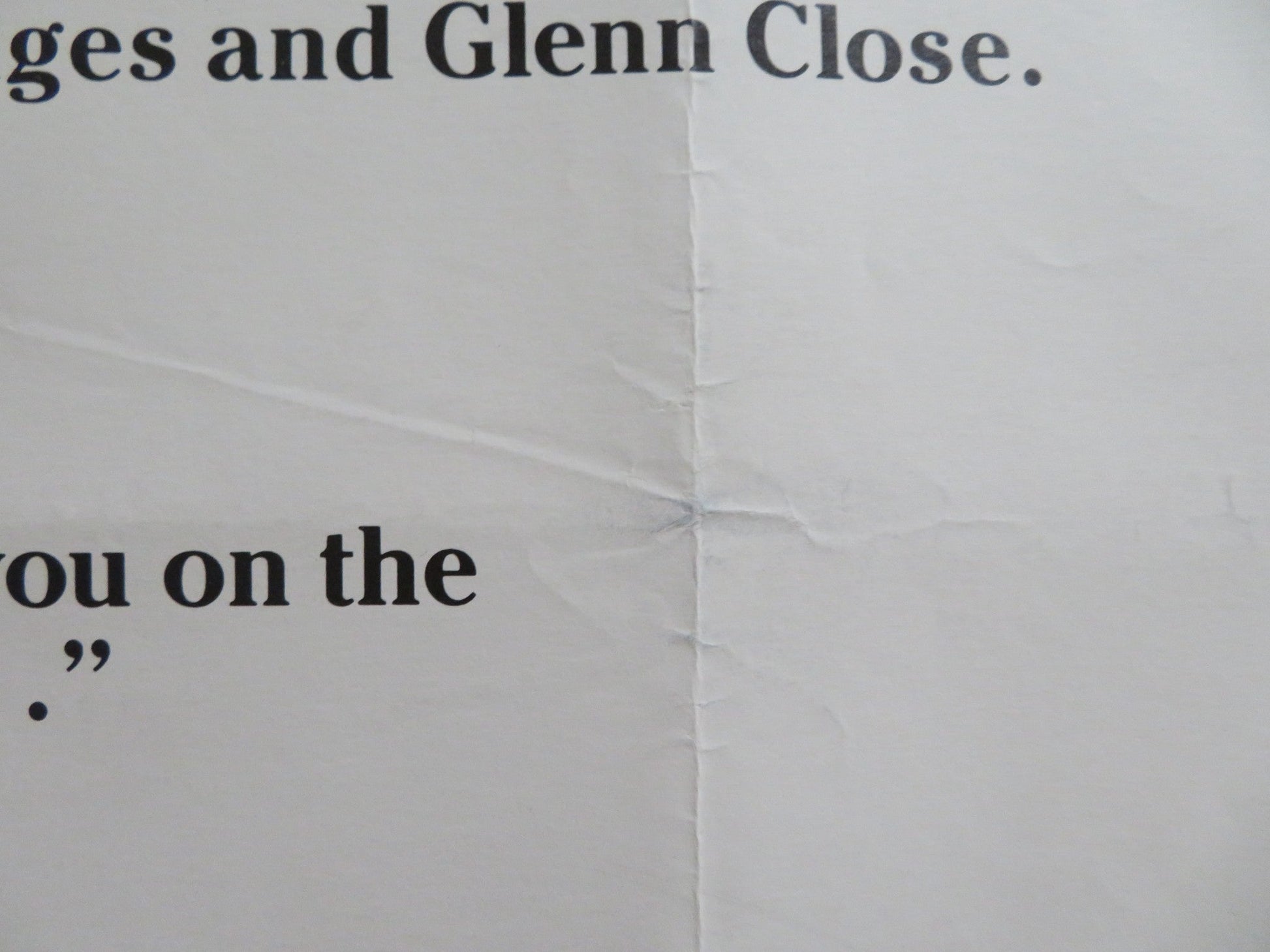 JAGGED EDGE UK QUAD ROLLED POSTER JEFF BRIDGES GLENN CLOSE 1985 Rendezvous Cinema Movie posters