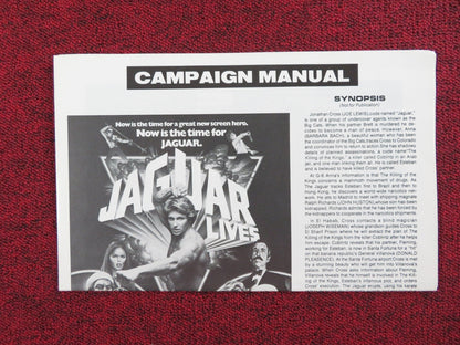 JAGUAR LIVES! UNCUT PRESS BOOK FOLDED CHRISTOPHER LEE JOE LEWIS 1979 Rendezvous Cinema Movie posters