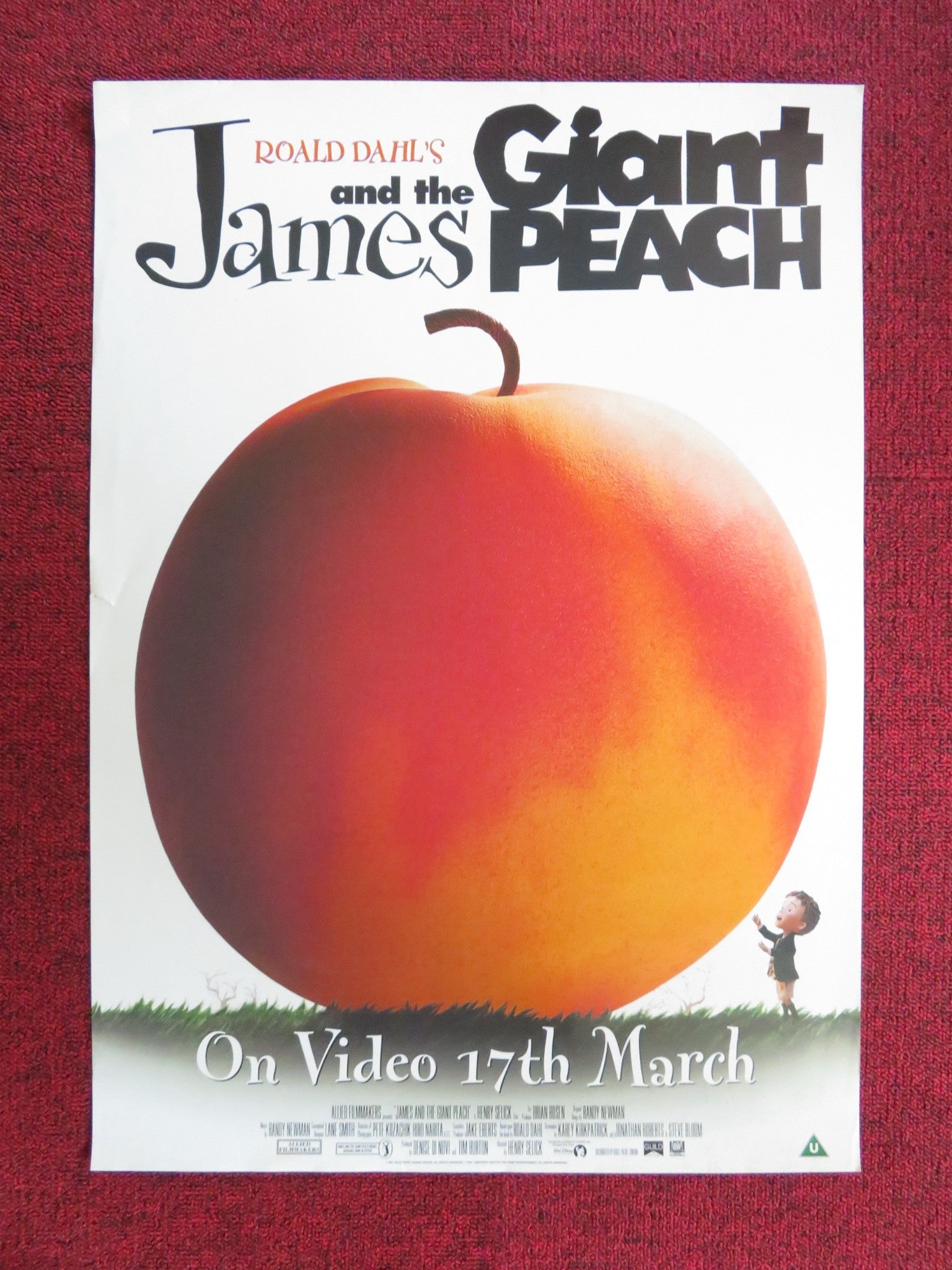 JAMES AND THE GIANT PEACH VHS VIDEO POSTER SIMON CALLOW RICHARD DREYFUSS 1996 Rendezvous Cinema Movie posters