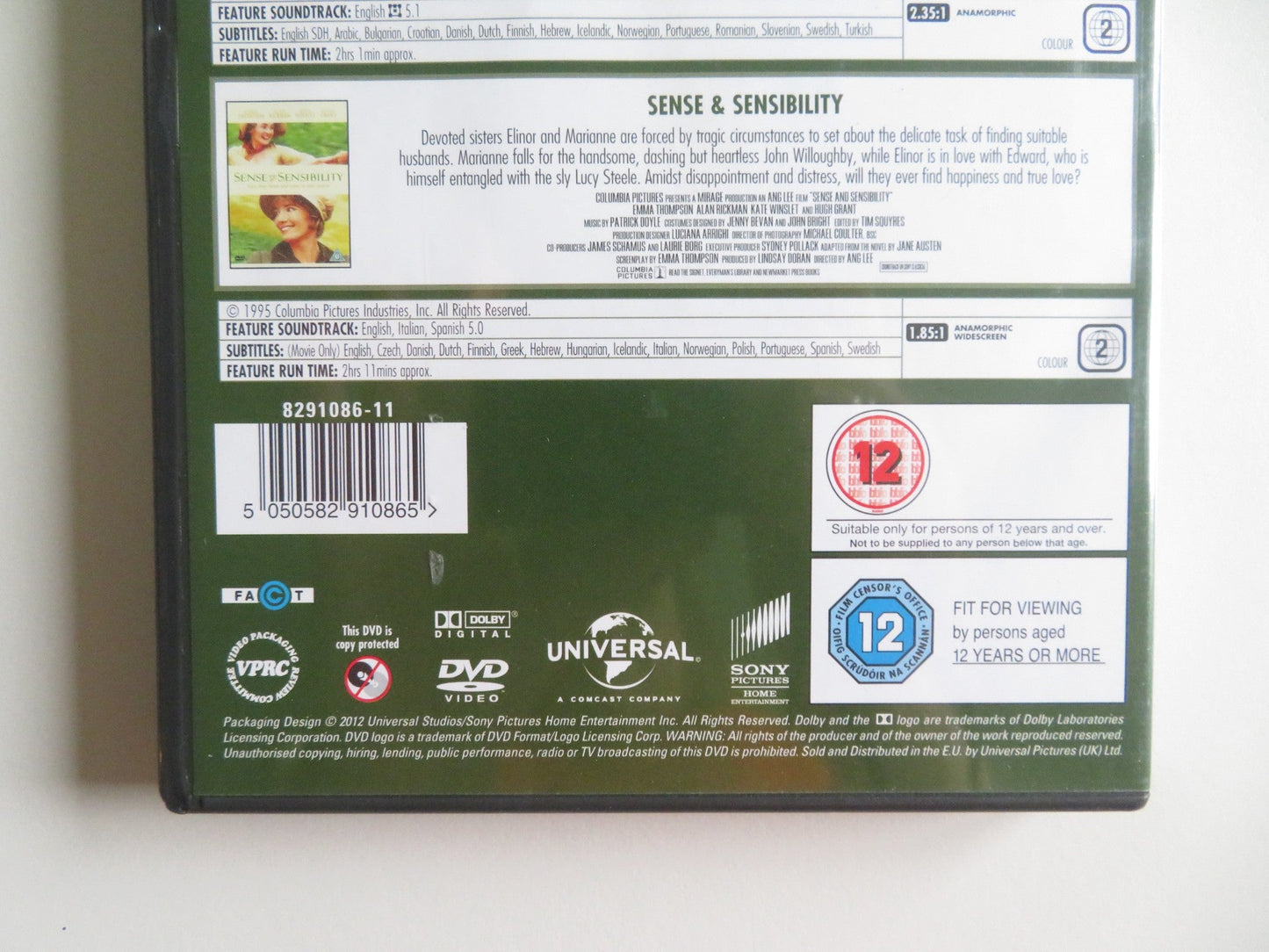 JANE EYRE / PRIDE AND PREJUDICE / SENSE AND SENSIBILITY (DVD) 1995 REGION 2 Movie posters