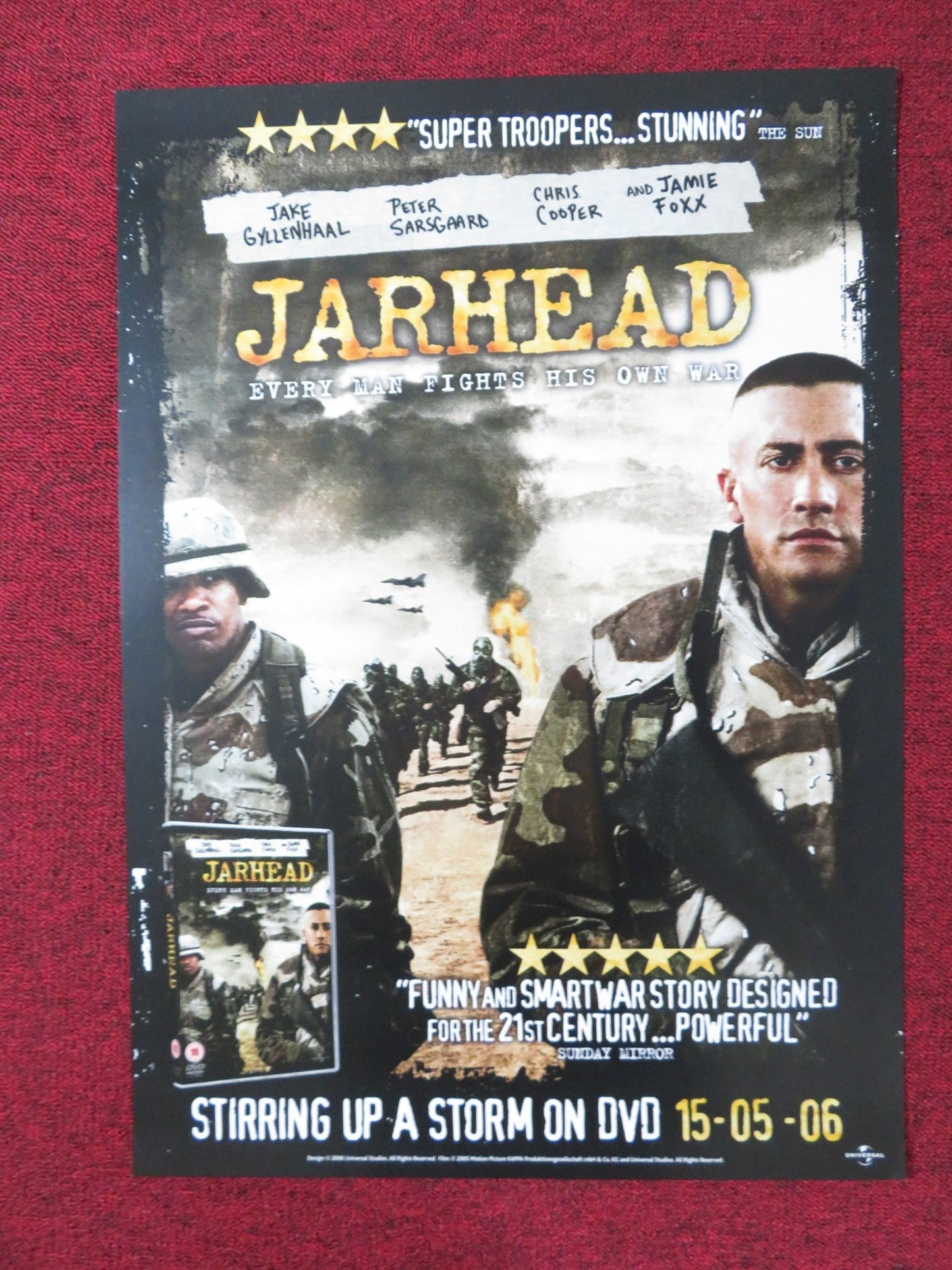 JARHEAD VHS VIDEO POSTER JAKE GYLLENHAAL PETER SARSGAARD 2006 Rendezvous Cinema Movie posters