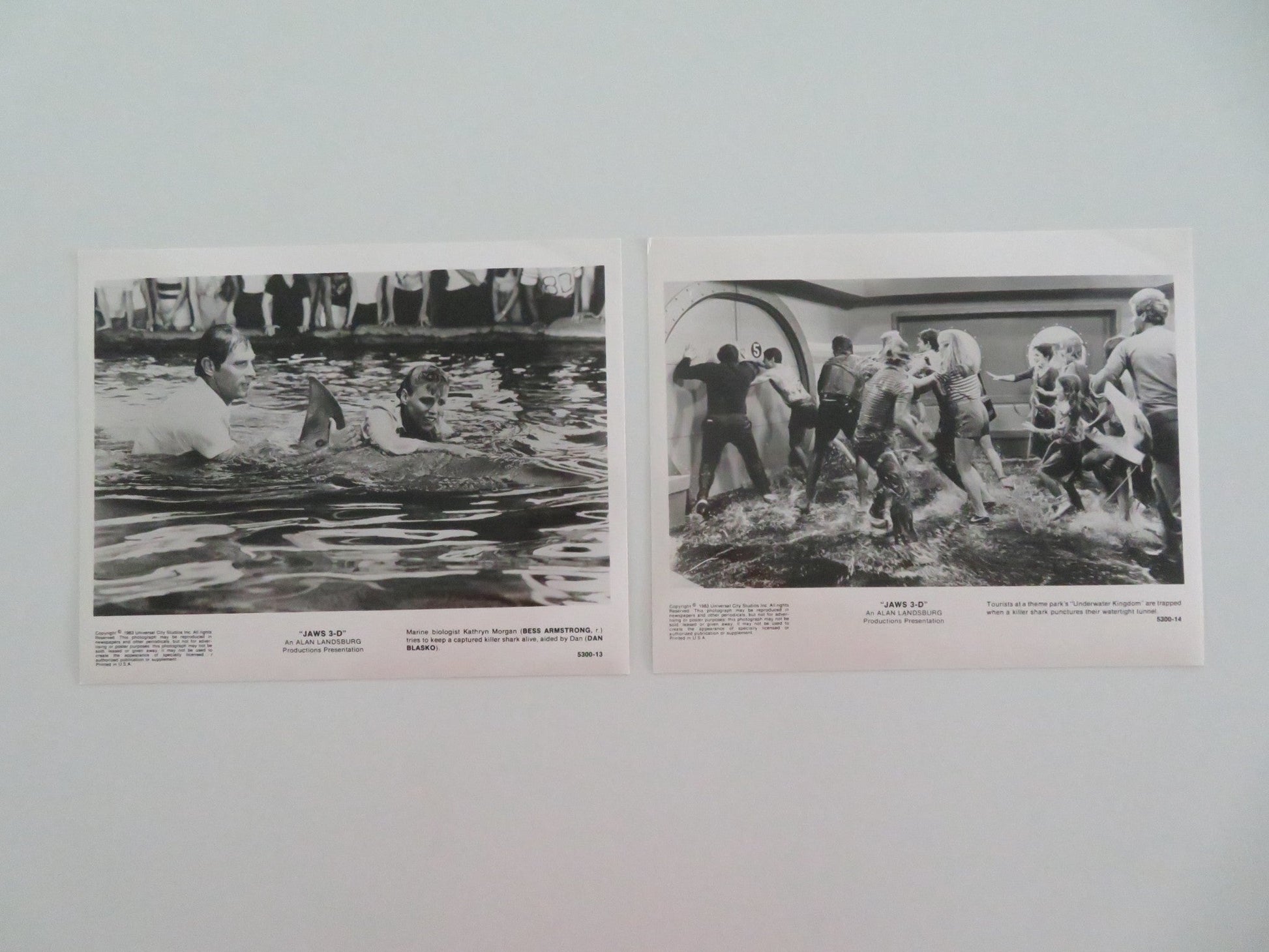 JAWS 3 - D MOVIE STILL PHOTO LOT OF 2 BESS ARMSTRONG DAN BLASKO 1983 Movie posters