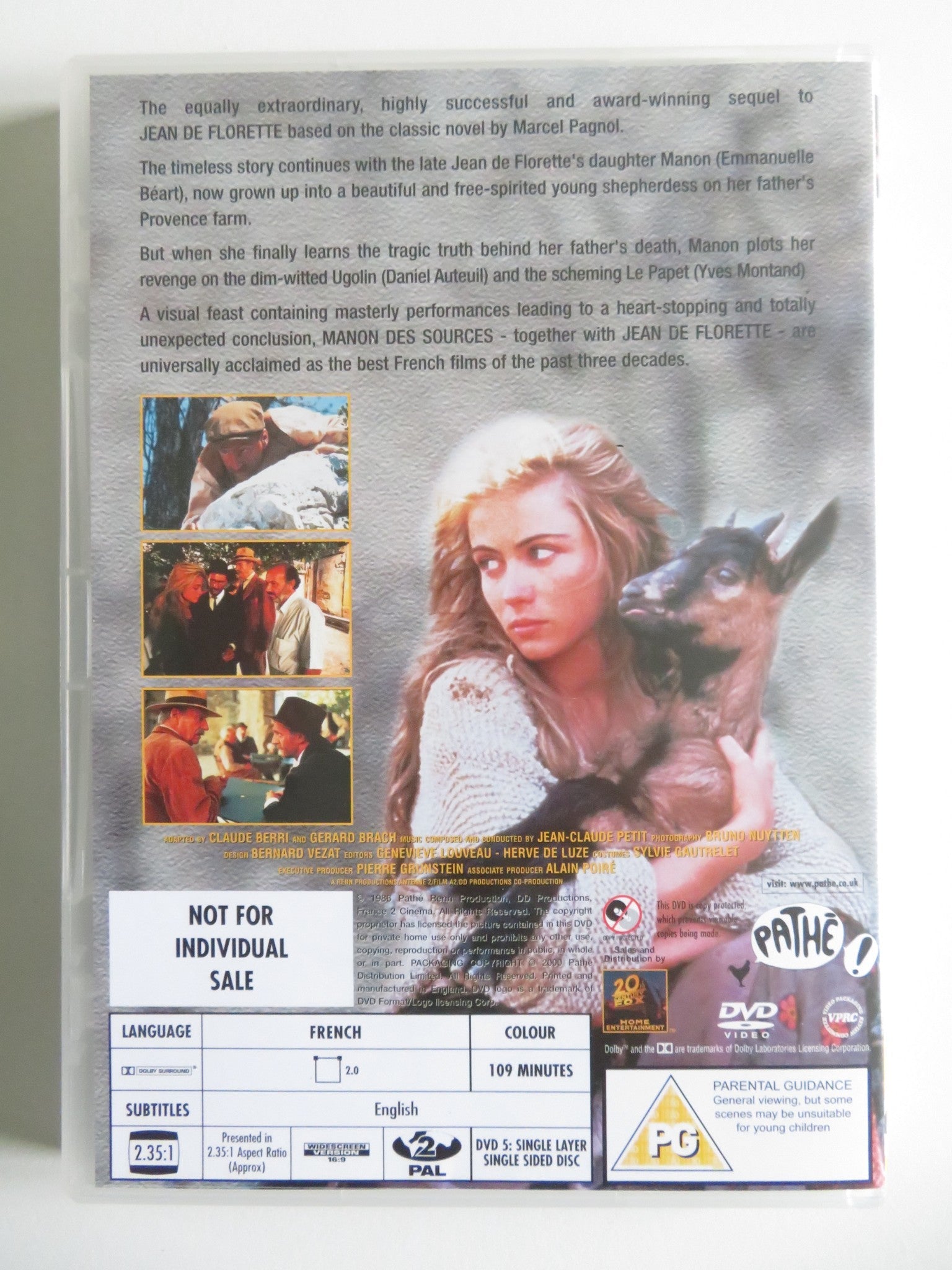 JEAN DE FLORETTE & MANON DES SOURCES (DVD BOXSET) GERARD DEPARDIEU 1986 REGION 2 Movie posters