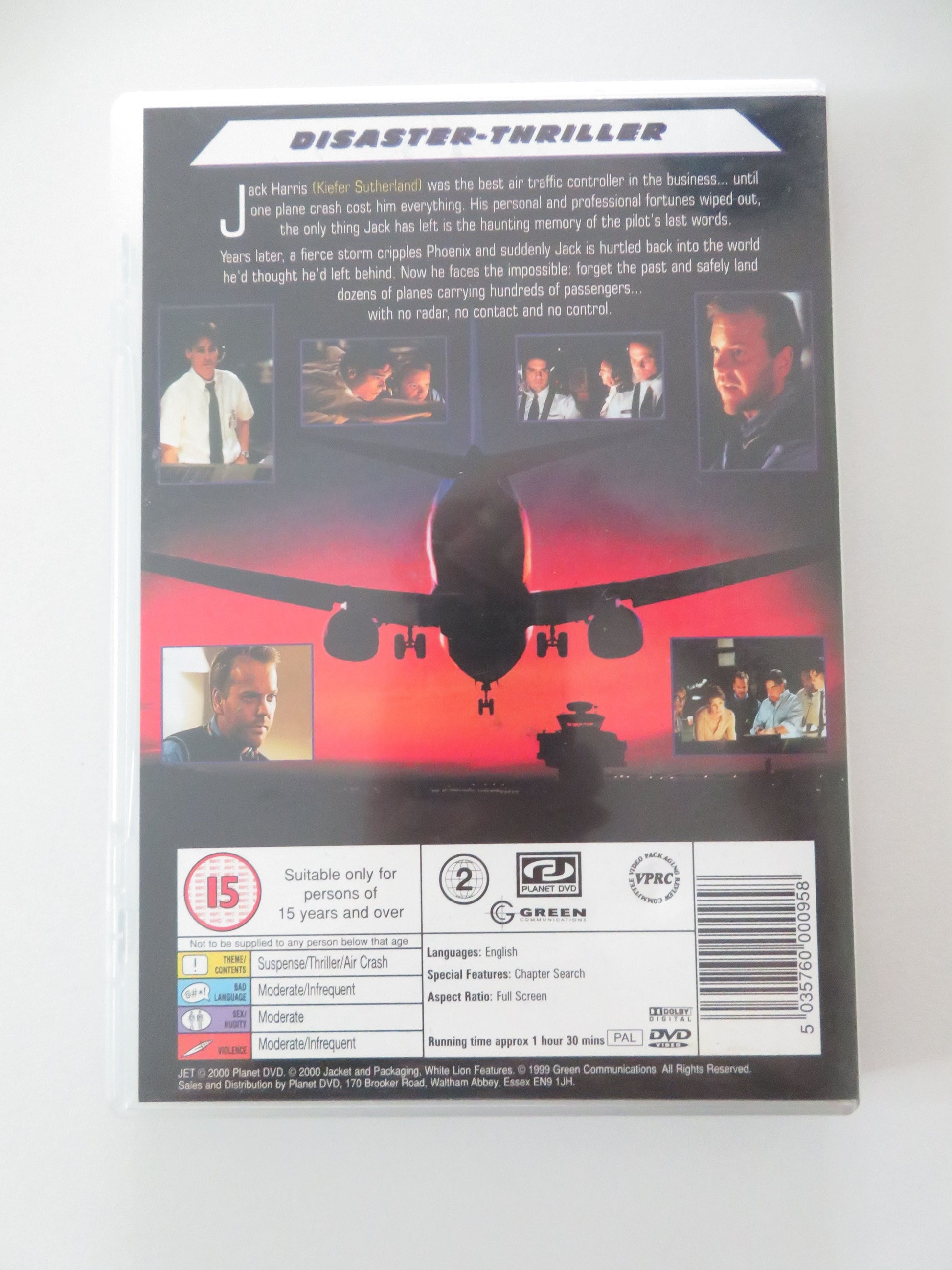 Jet (DVD) Kiefer Sutherland Robert Sean Leonard Kelly McGillis 1998 Region 2 Movie posters