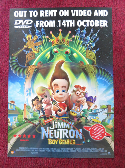 JIMMY NEUTRON: BOY GENIUS VHS & DVD VIDEO POSTER MEGAN CAVANAGH M. DECARLO 2001 Rendezvous Cinema Movie posters