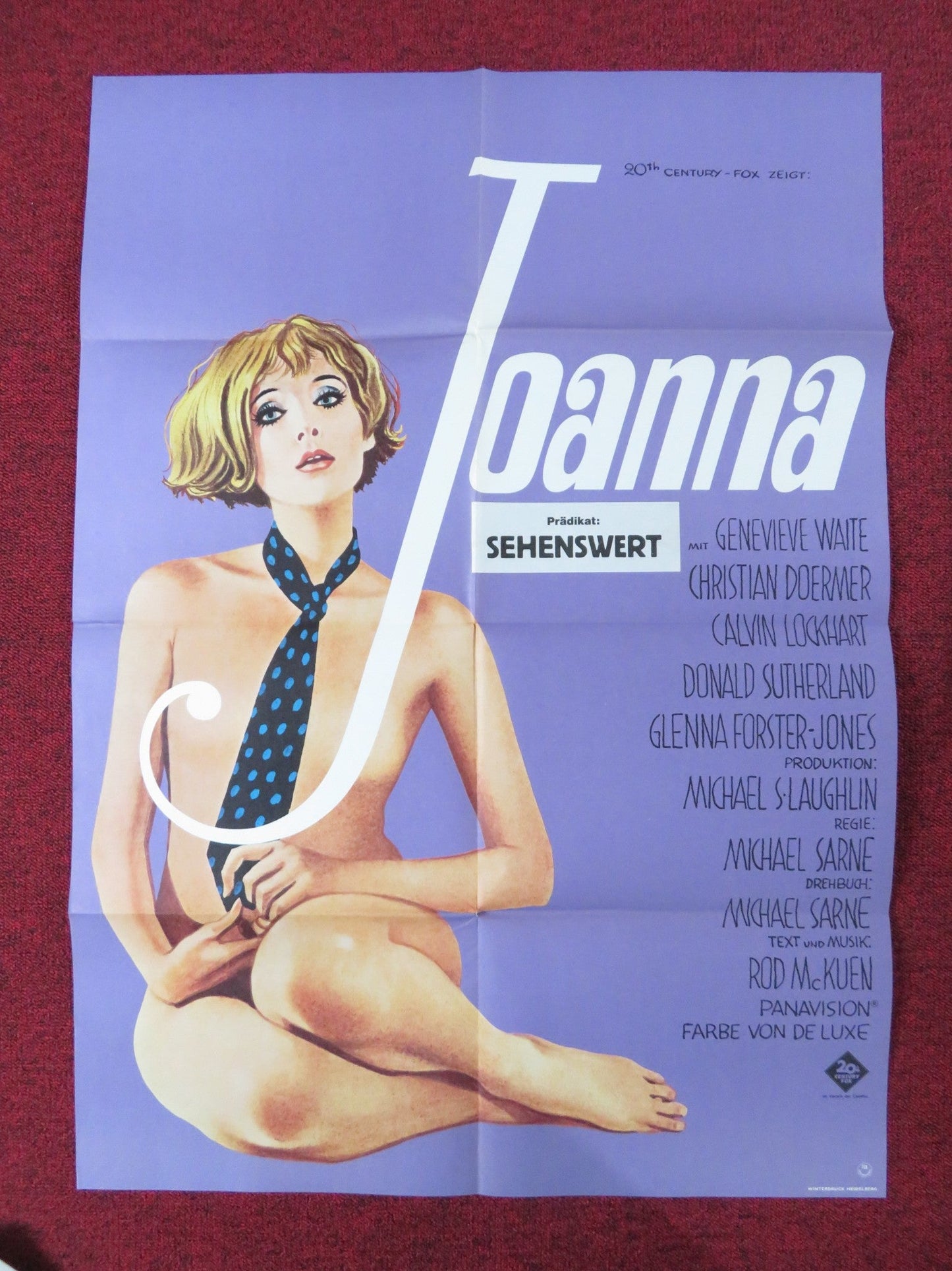 JOANNA GERMAN A1 POSTER FOLDED GENEVIEVE WAITE DONALD SUTHERLAND 1969 Rendezvous Cinema Movie posters