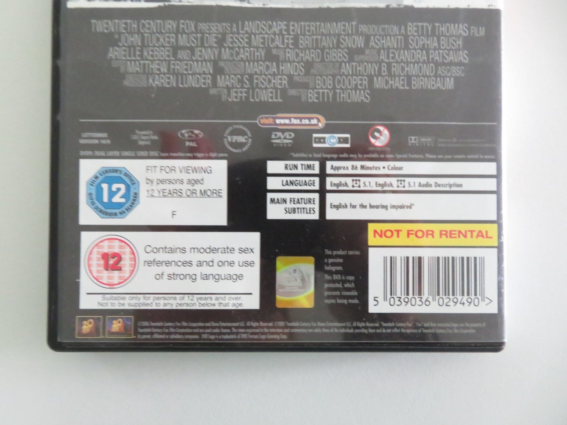 JOHN TUCKER MUST DIE (DVD) JESSE METCALFE BRITTANY SNOW 2006 REGION 2 Movie posters