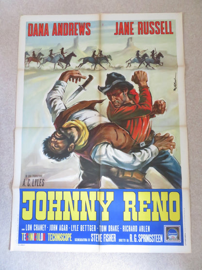 JOHNNY RENO ITALIAN 2 FOGLIO POSTER DANA ANDREWS JANE RUSSELL 1966 Rendezvous Cinema Movie posters