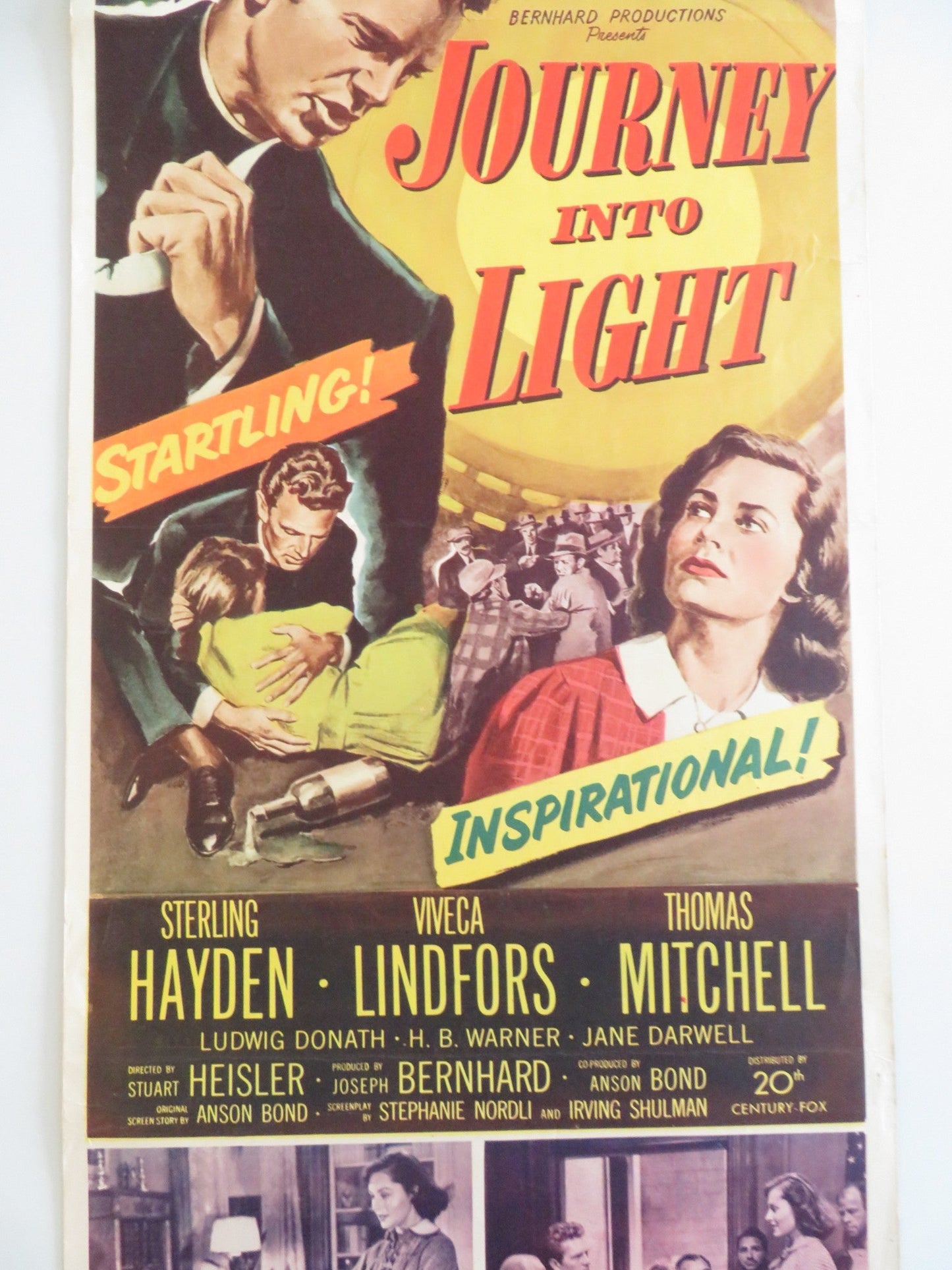 JOURNEY INTO LIGHT US INSERT POSTER STERLING HAYDEN VIVECA LINDFORS 1951 Rendezvous Cinema Movie posters