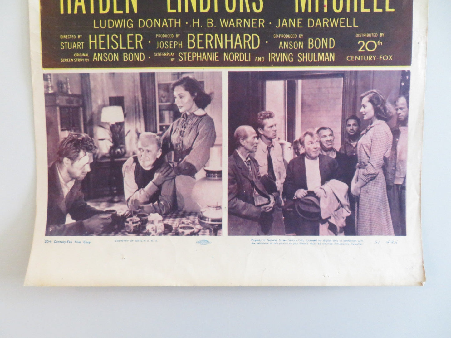 JOURNEY INTO LIGHT US INSERT POSTER STERLING HAYDEN VIVECA LINDFORS 1951 Rendezvous Cinema Movie posters