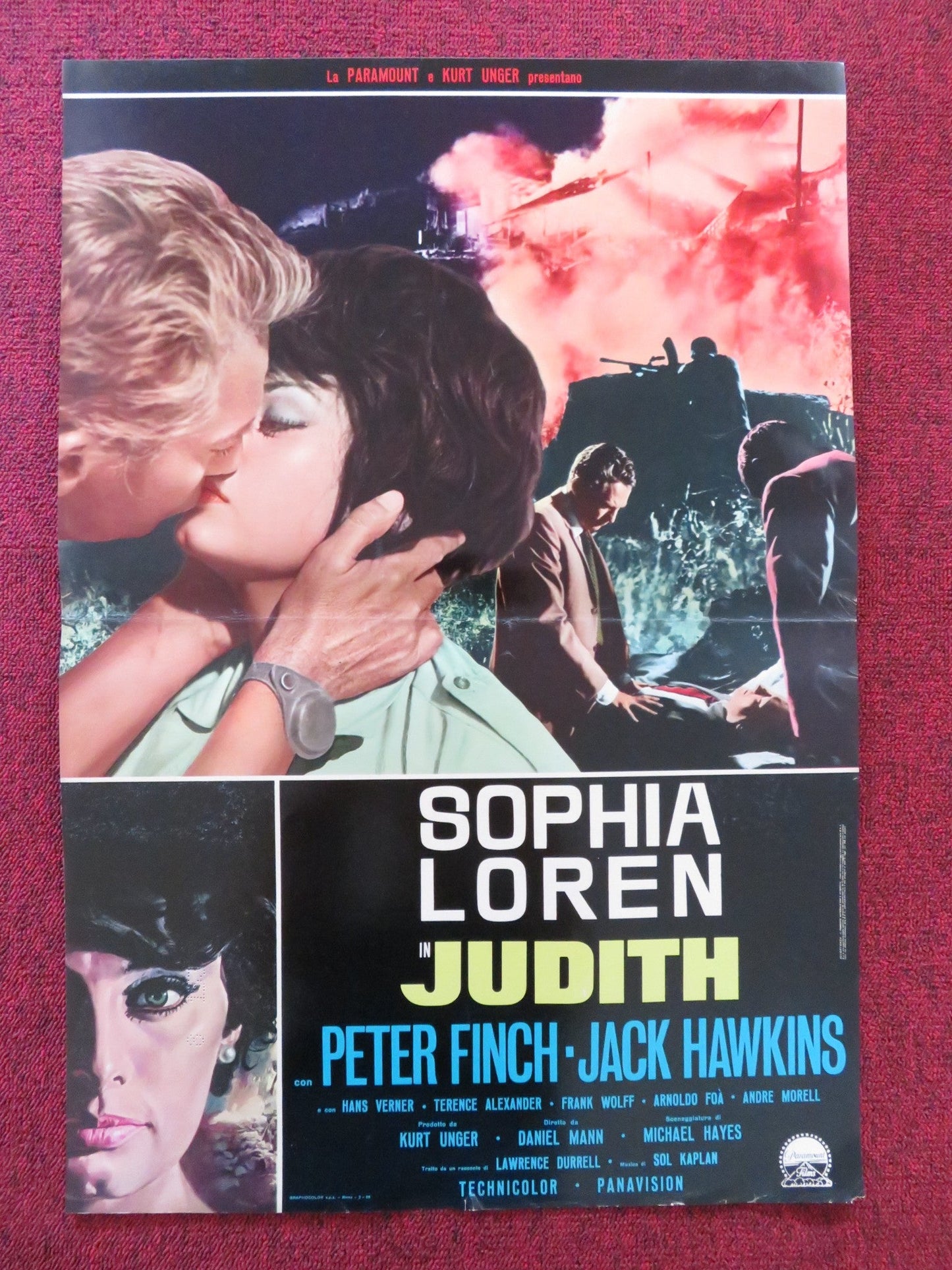 JUDITH - C ITALIAN FOTOBUSTA POSTER SOPHIA LOREN PETER FINCH 1966 Rendezvous Cinema Movie posters