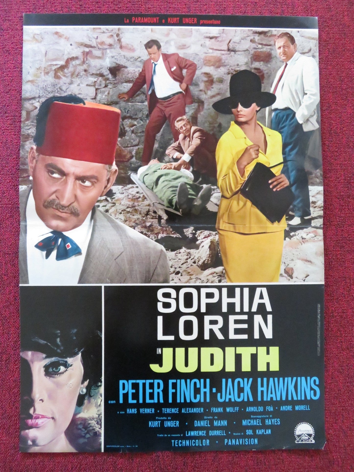 JUDITH - D ITALIAN FOTOBUSTA POSTER SOPHIA LOREN PETER FINCH 1966 Rendezvous Cinema Movie posters