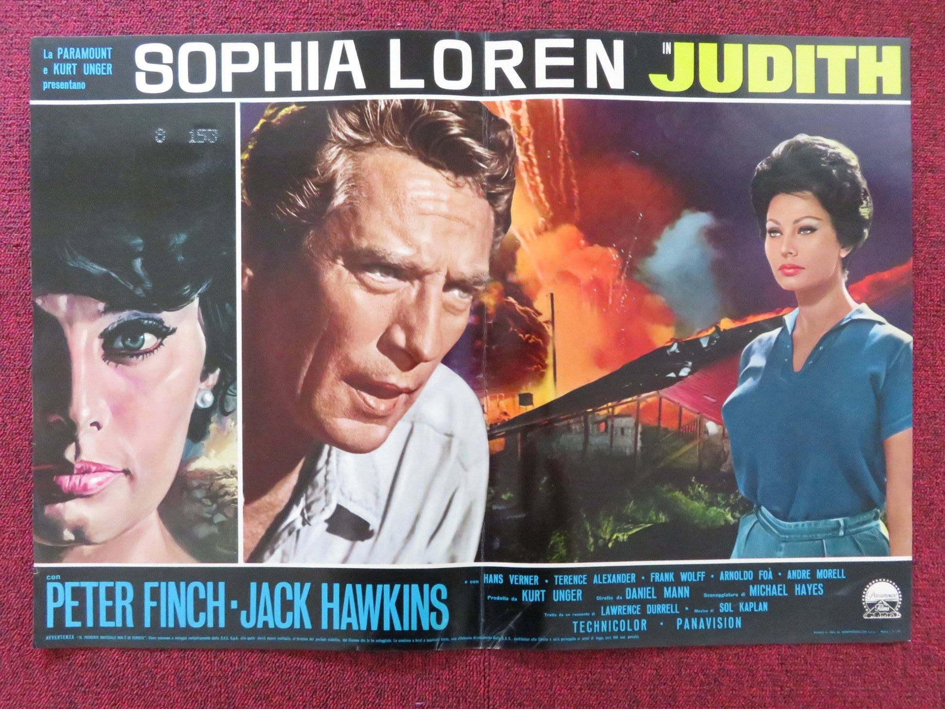 JUDITH - G ITALIAN FOTOBUSTA POSTER SOPHIA LOREN PETER FINCH 1966 Rendezvous Cinema Movie posters