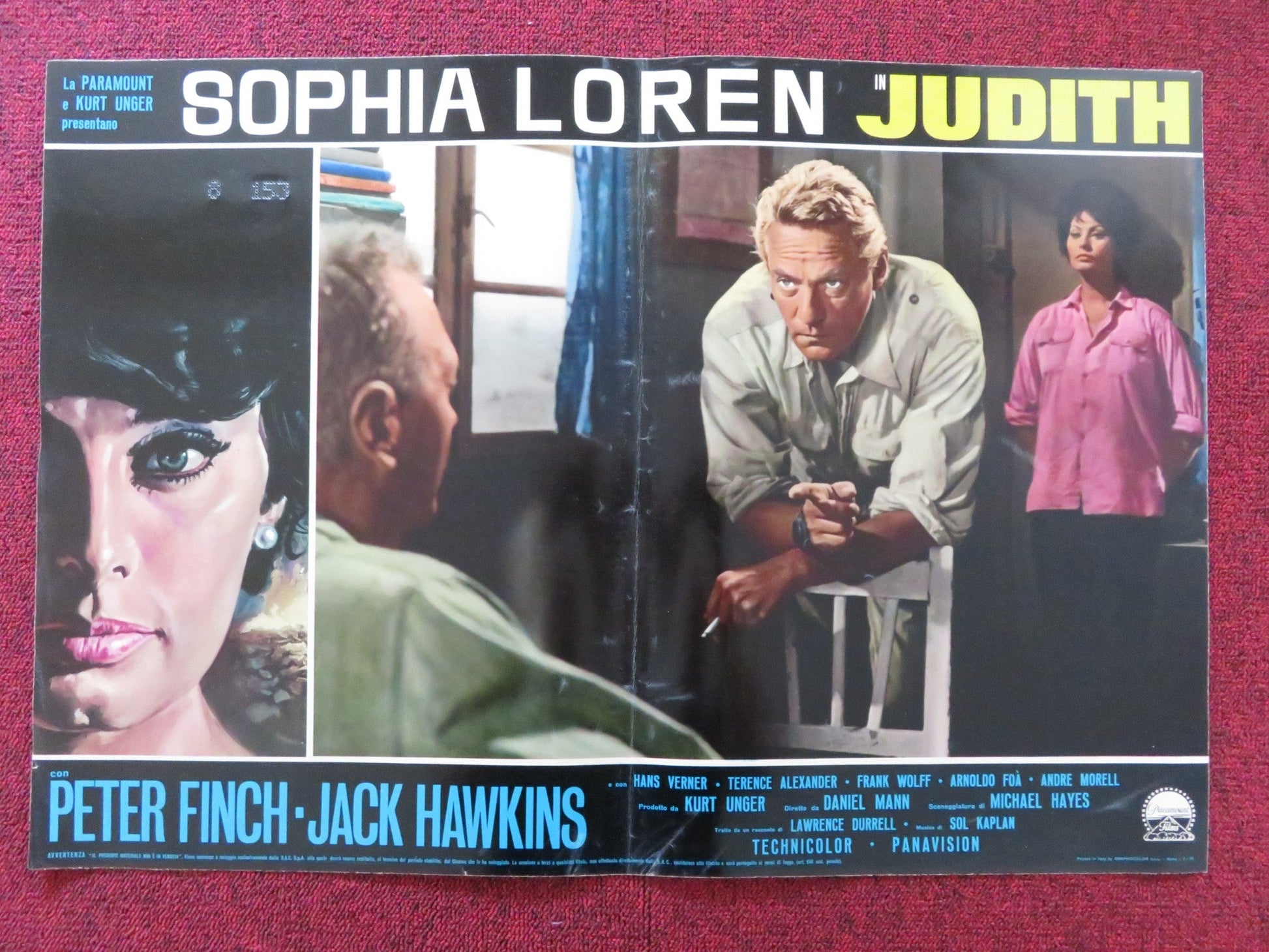 JUDITH - H ITALIAN FOTOBUSTA POSTER SOPHIA LOREN PETER FINCH 1966 Rendezvous Cinema Movie posters