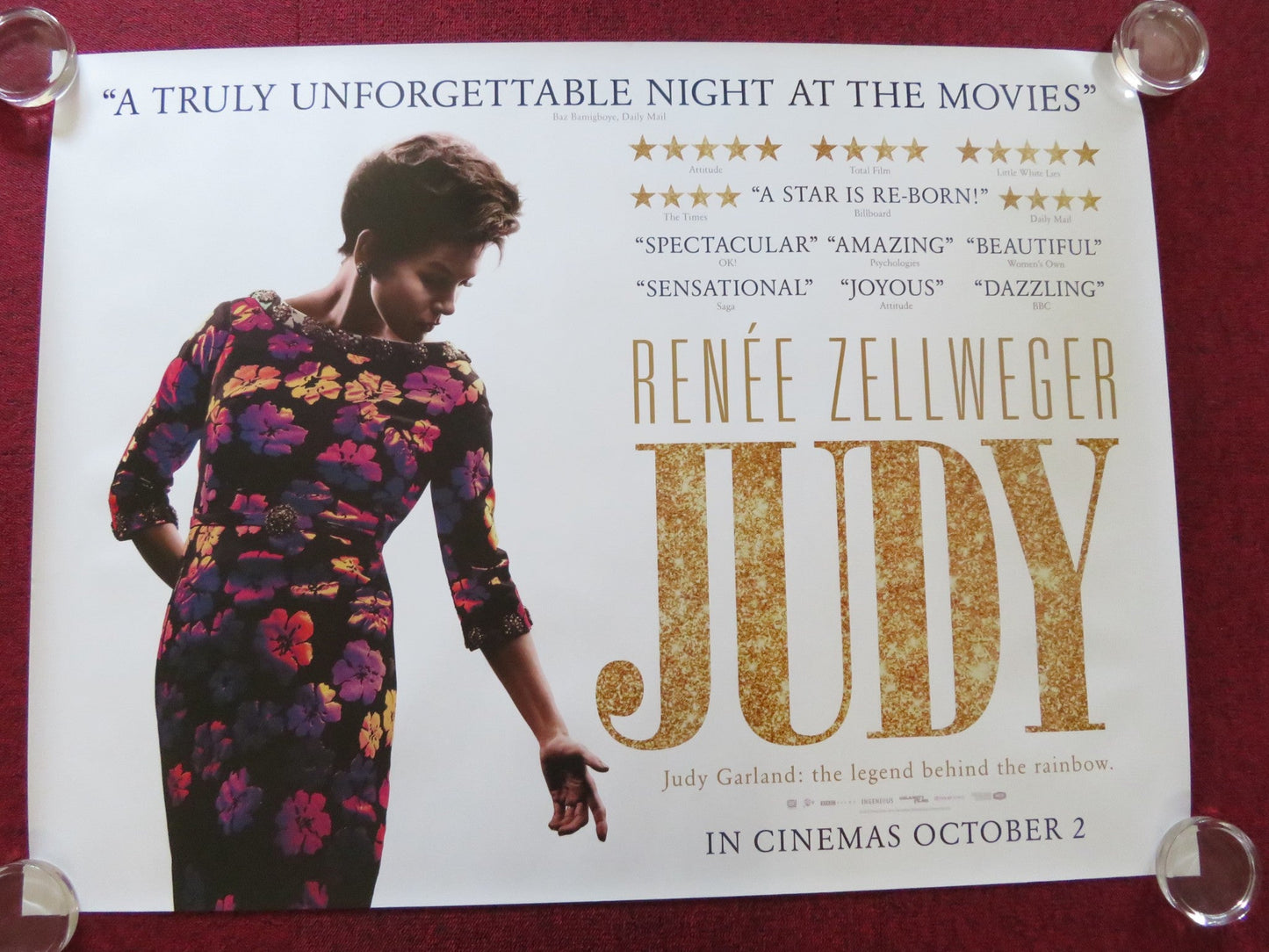 JUDY UK QUAD ROLLED POSTER RENEE ZELLWEGER JESSIE BUCKLEY 2019 Rendezvous Cinema Movie posters