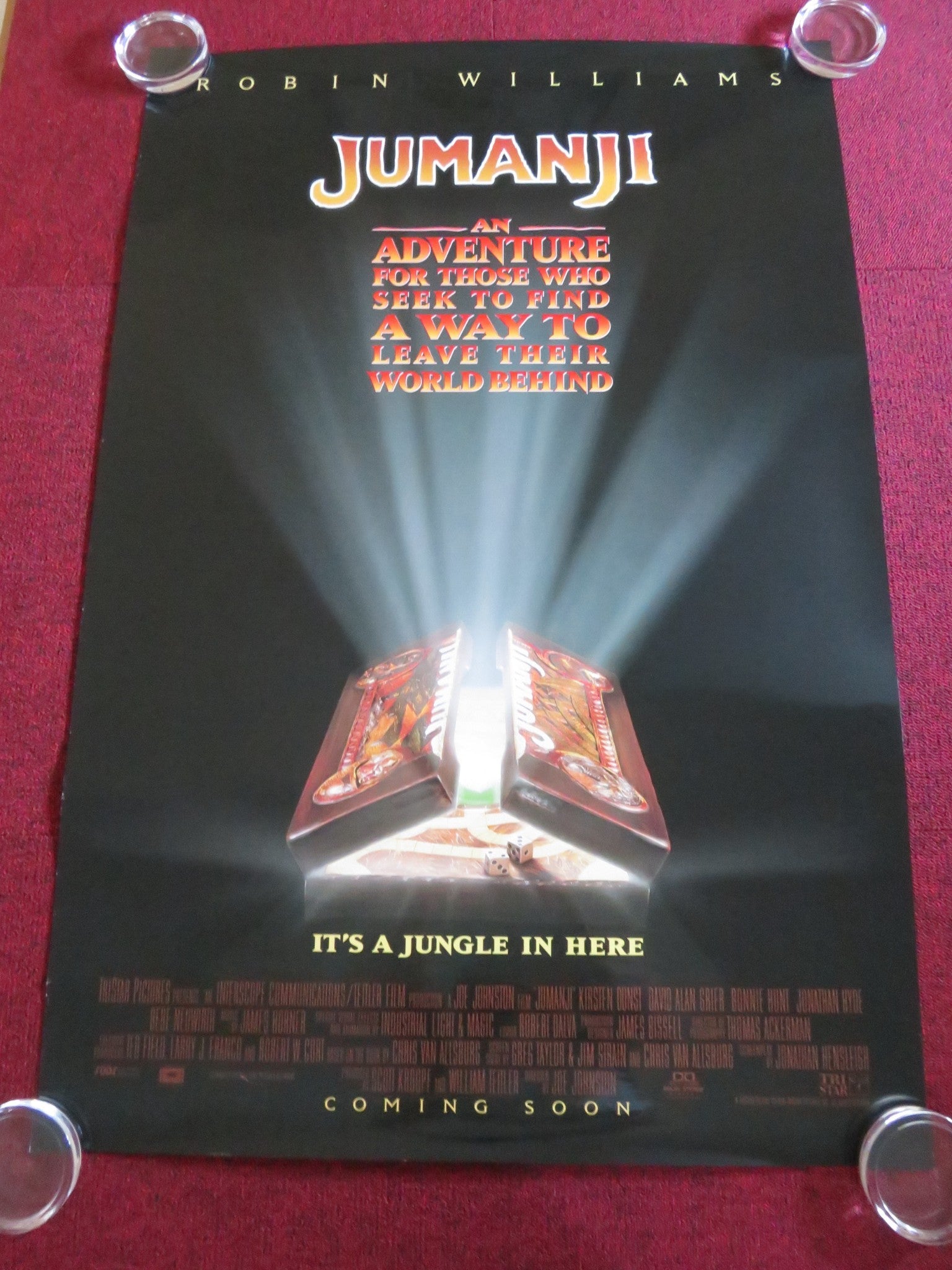 JUMANJI US ONE SHEET ROLLED POSTER ROBIN WILLIAMS KIRSTEN DUNST 1995 Rendezvous Cinema Movie posters