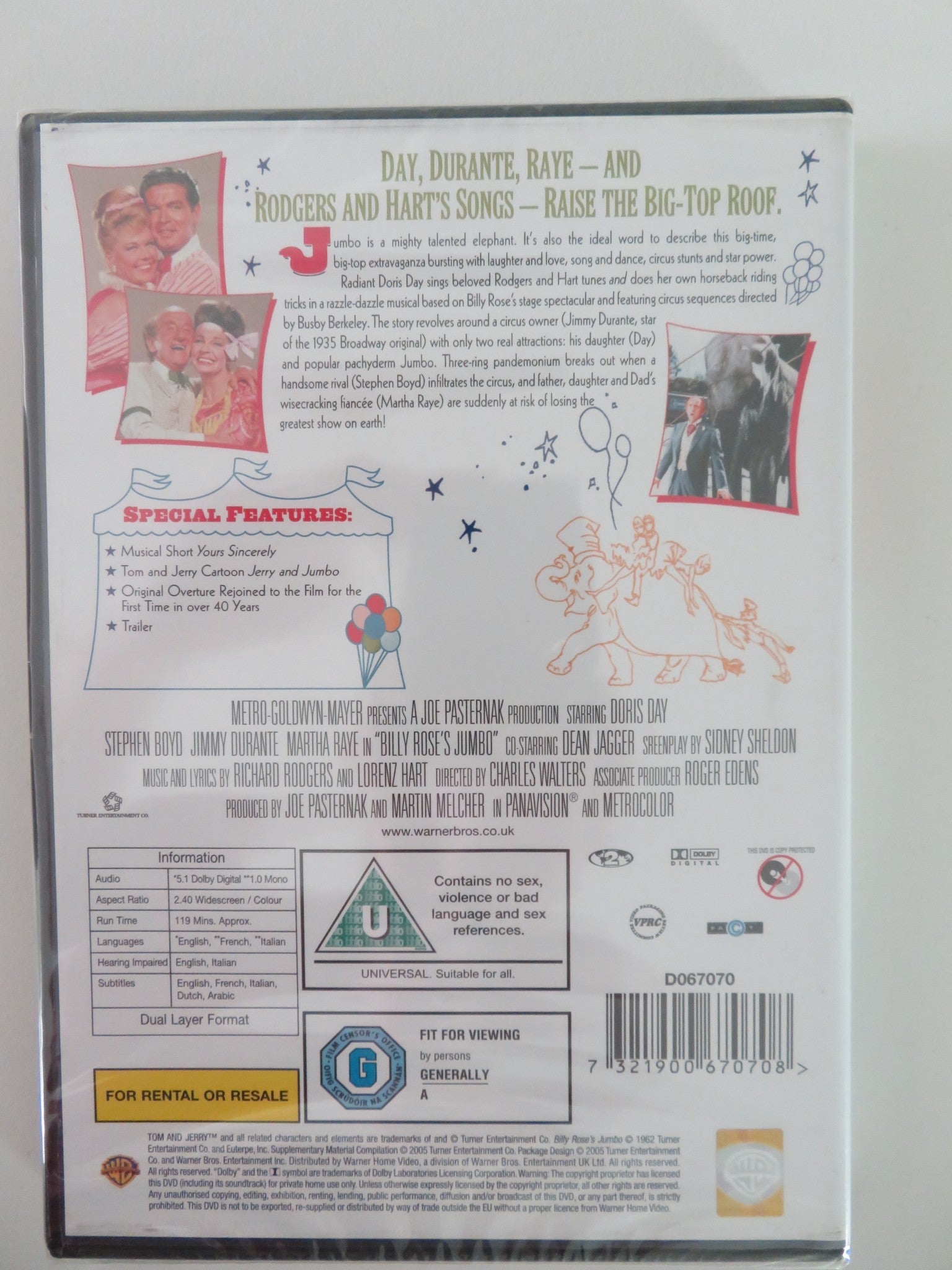 JUMBO (DVD) DORIS DAY STEPHEN BOYD 1962 REGION 2 Movie posters