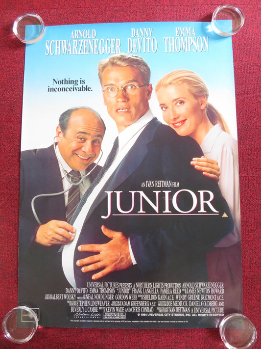 JUNIOR VHS VIDEO POSTER ROLLED ARNOLD SCHWARZENEGGER DANNY DEVITO 1994 Rendezvous Cinema Movie posters