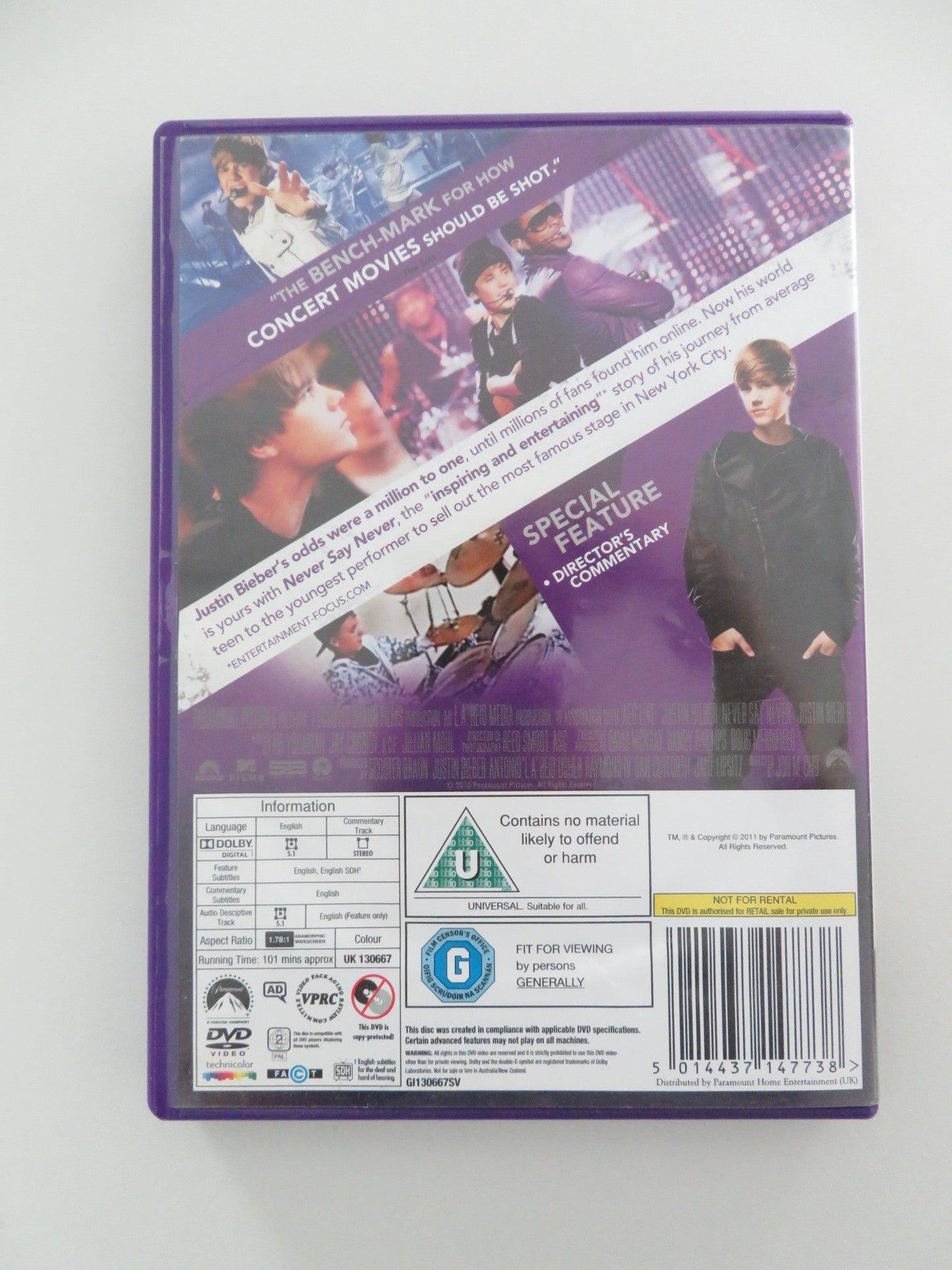 JUSTIN BIEBER: NEVER SAY NEVER (DVD) JUSTIN BIEBER BOYZ II MEN 2011 REGION 2 Movie posters