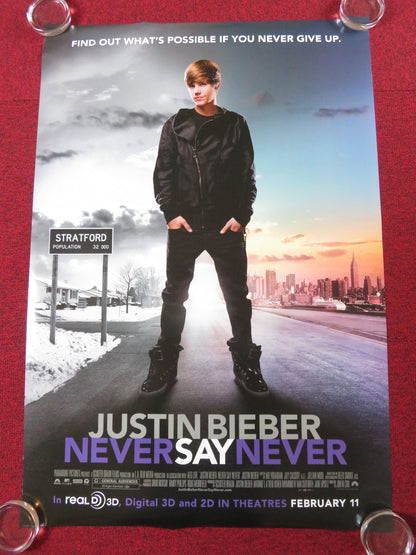 JUSTIN BIEBER: NEVER SAY NEVER US ONE SHEET ROLLED POSTER BOYZS II MEN 2011 Rendezvous Cinema Movie posters