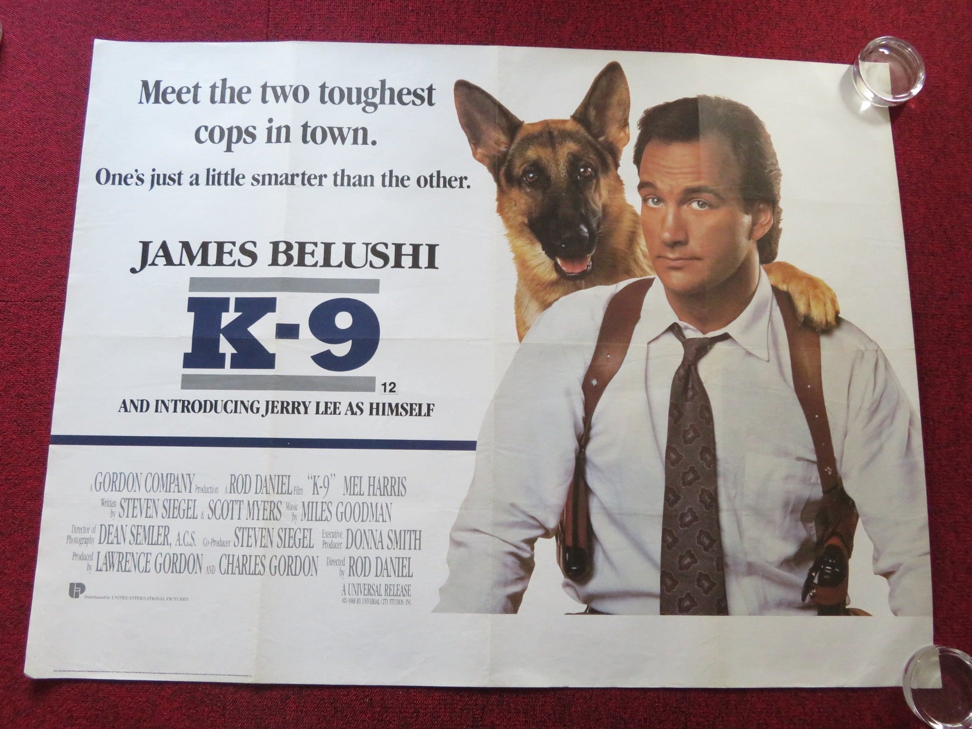 K - 9 UK QUAD ROLLED POSTER JIM BELUSHI MEL HARRIS 1989 Rendezvous Cinema Movie posters