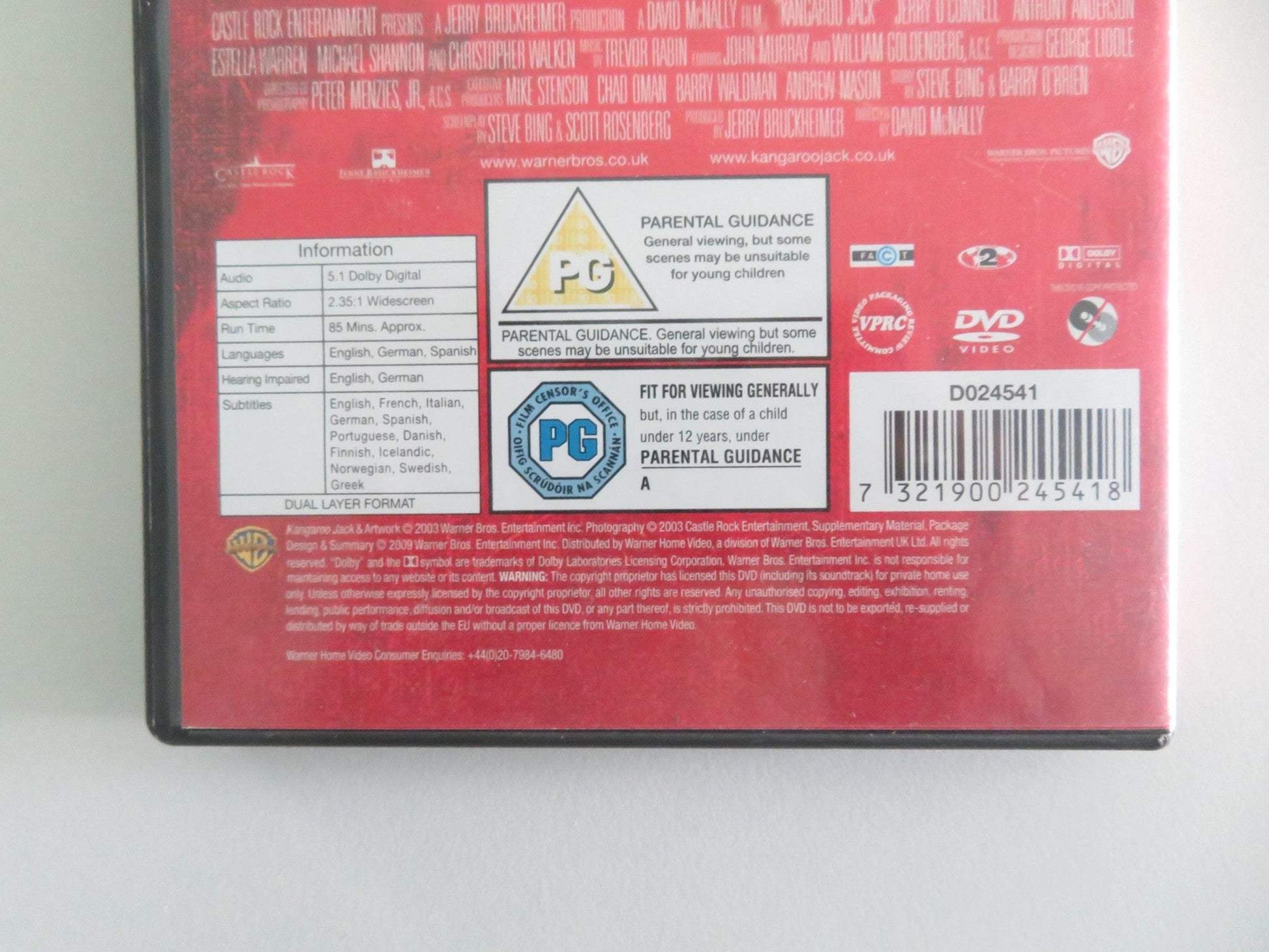 Kangaroo Jack (DVD) Jerry O'Connell Christopher Walken 2003 Region 2 Movie posters