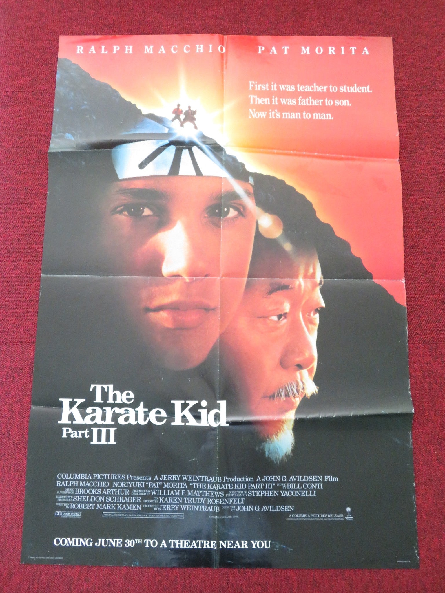 KARATE KID PART III FOLDED US ONE SHEET POSTER RALPH MACCHIO PAT MORITA 1989 Movie posters
