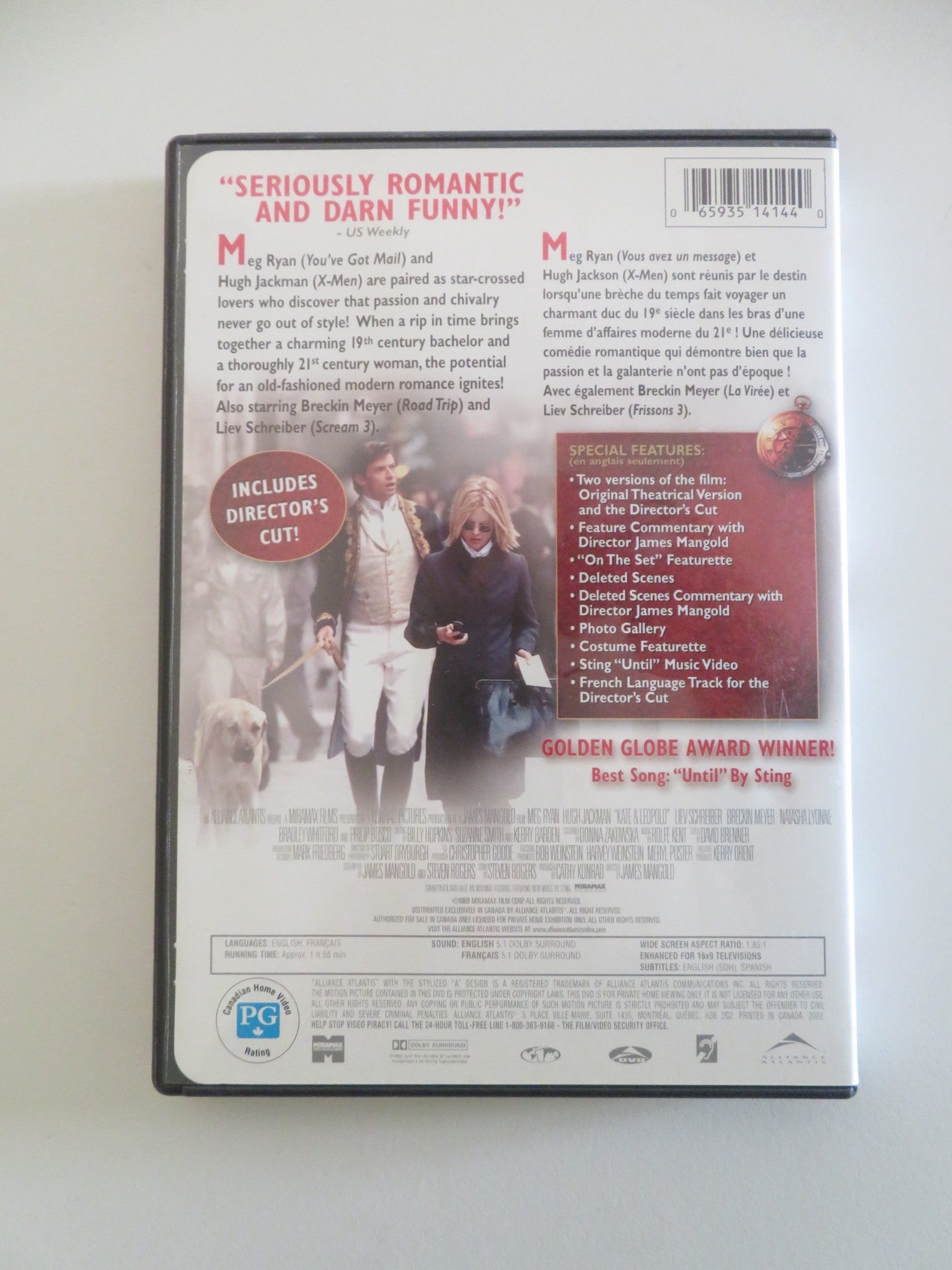 KATE & LEOPOLD (DVD) MEG RYAN HUGH JACKMAN 2001 REGION 1 - Rendezvous Cinema