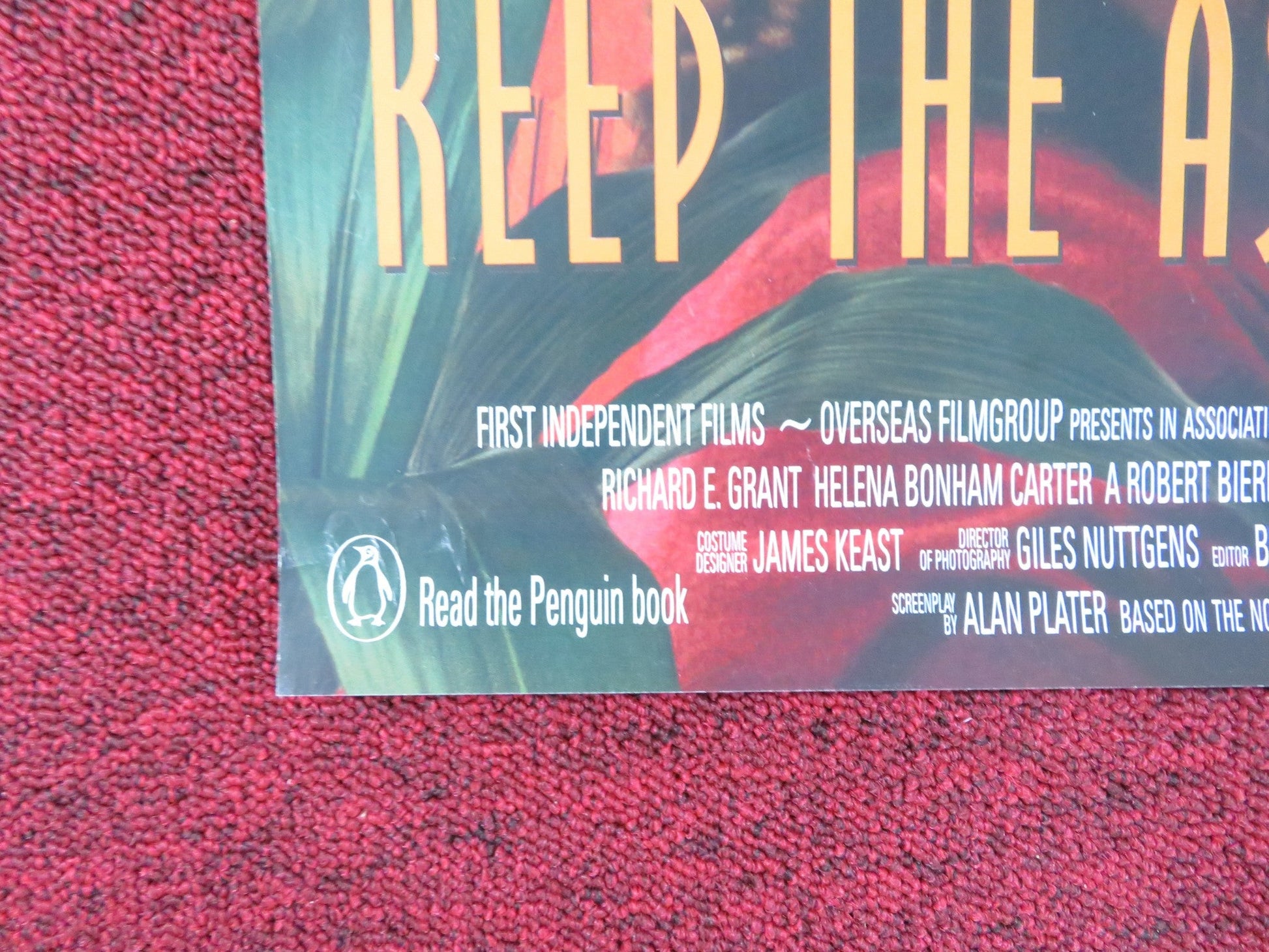 KEEP THE ASPIDISTRA FLYING VHS VIDEO POSTER R.GRANT HELENA BONHAM CARTER 1997 Rendezvous Cinema Movie posters