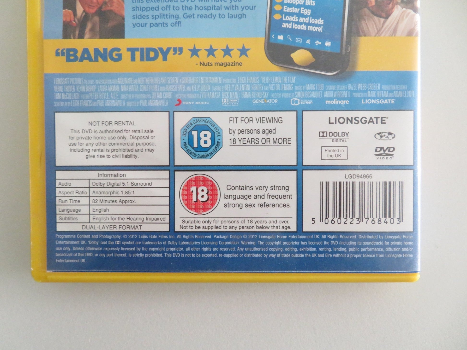 KEITH LEMON: THE FILM (DVD) LEIGH FRANCIS VERNE TROYER 2012 REGION 2 Movie posters