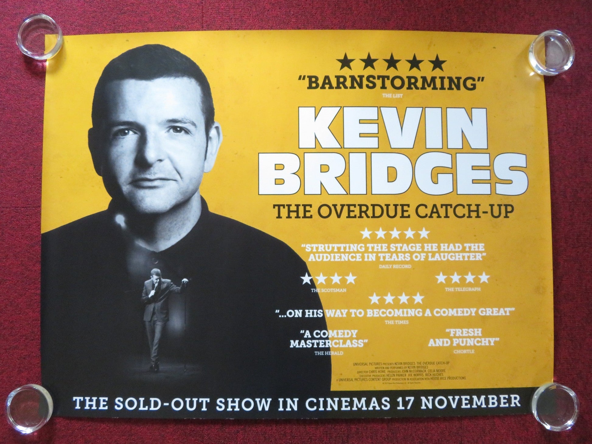 KEVIN BRIDGES: THE OVERDUE CATCH - UP UK QUAD ROLLED POSTER KEVIN BRIDGES 2023 Rendezvous Cinema Movie posters