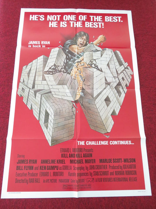 KILL AND KILL AGAIN FOLDED US ONE SHEET POSTER JAMES RYAN ANNELINE KRIEL 1981 Movie posters