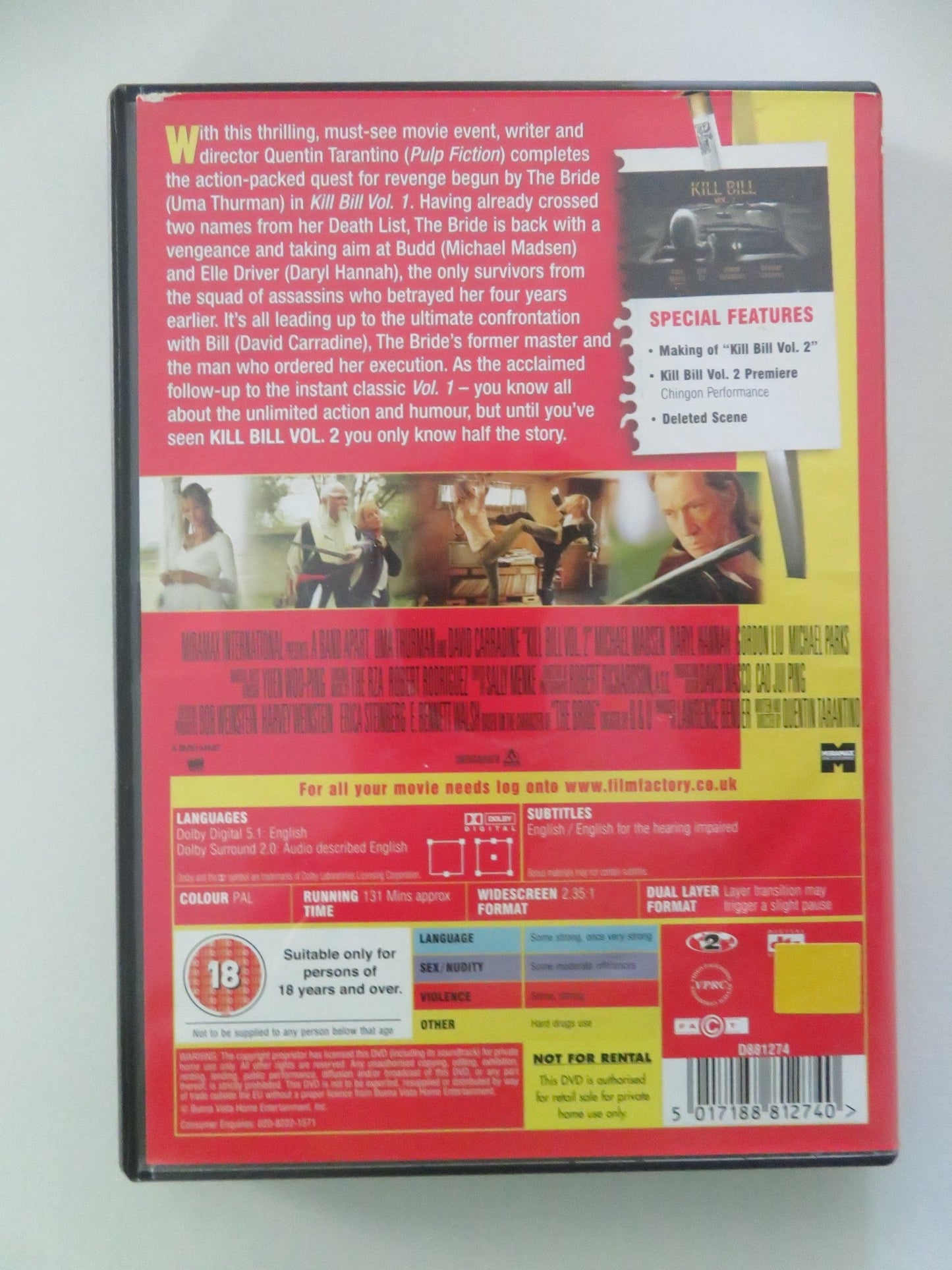 KILL BILL: VOL 2 (DVD) UMA THURMAN DARYL HANNAH 2004 REGION 2 Movie posters