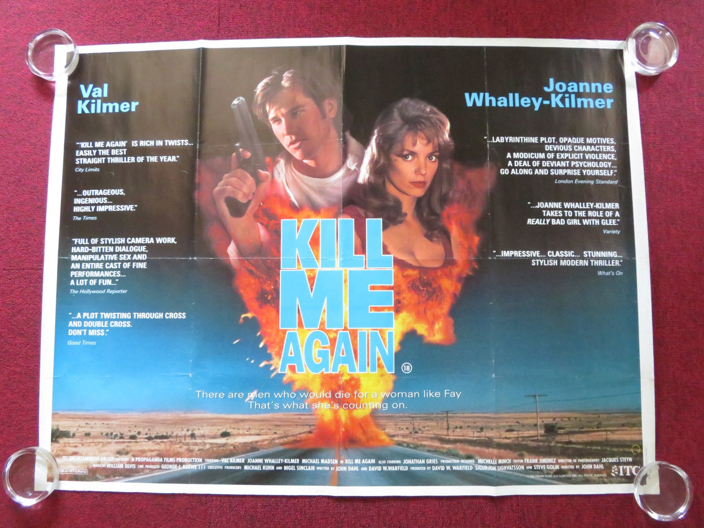 KILL ME AGAIN UK QUAD ROLLED POSTER VAL KILMER JOANNE WHALLEY 1989 Rendezvous Cinema Movie posters