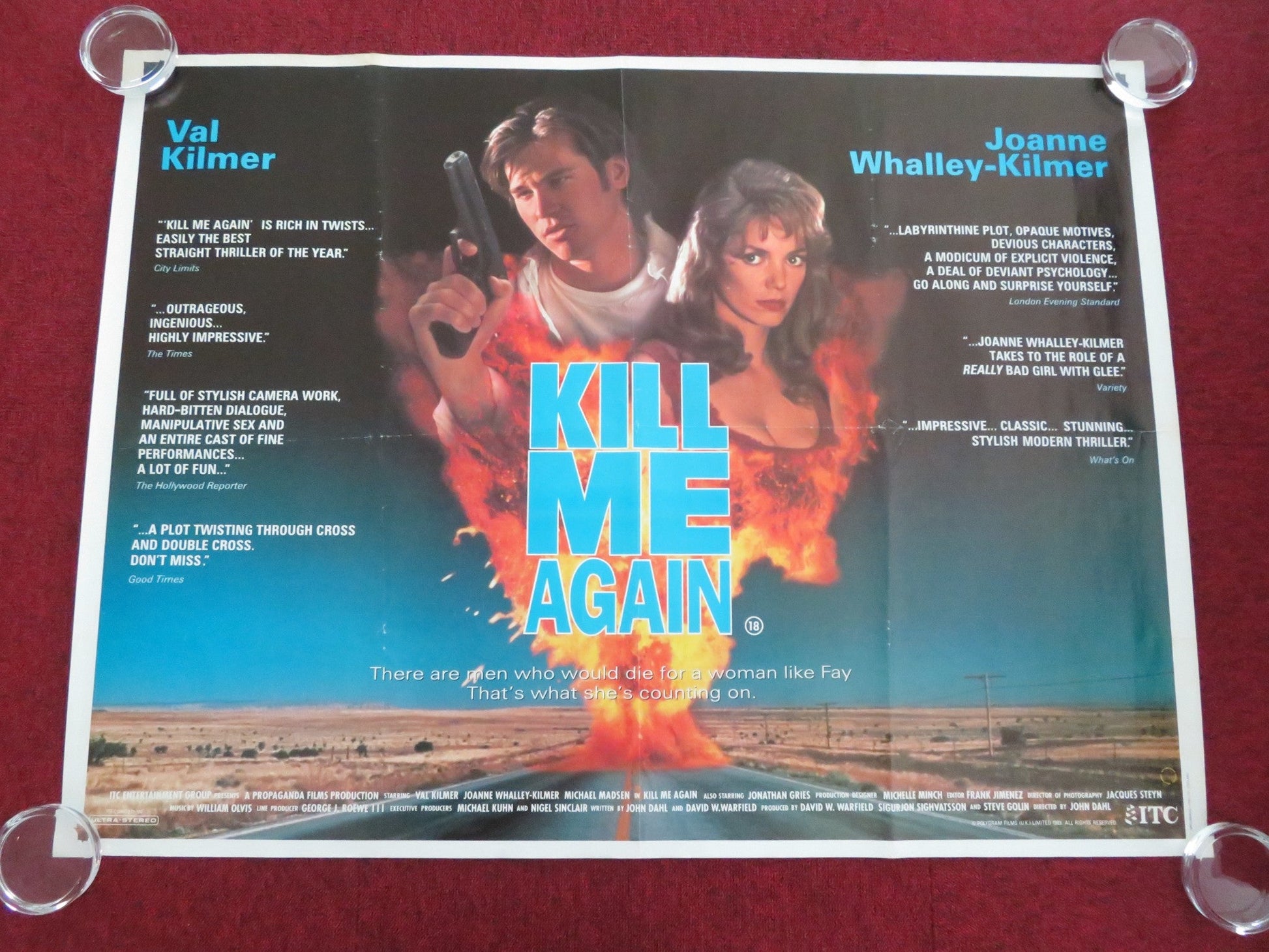 KILL ME AGAIN UK QUAD ROLLED POSTER VAL KILMER JOANNE WHALLEY M. MADSEN 1989 Movie posters