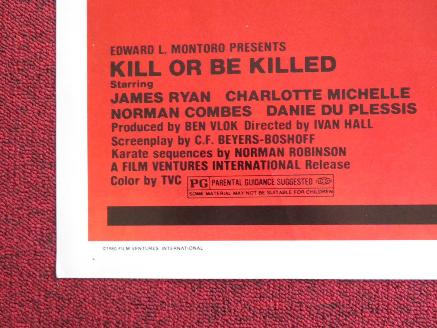 KILL OR BE KILLED / KARATE KILLER COMBO - B FOLDED US ONE SHEET POSTER 1980 Rendezvous Cinema Movie posters